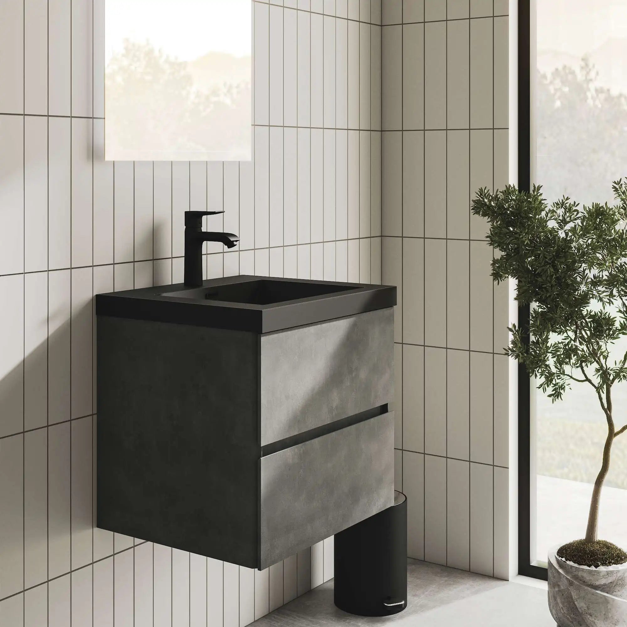 24" Floating Bathroom Vanity with Quartz Countertop