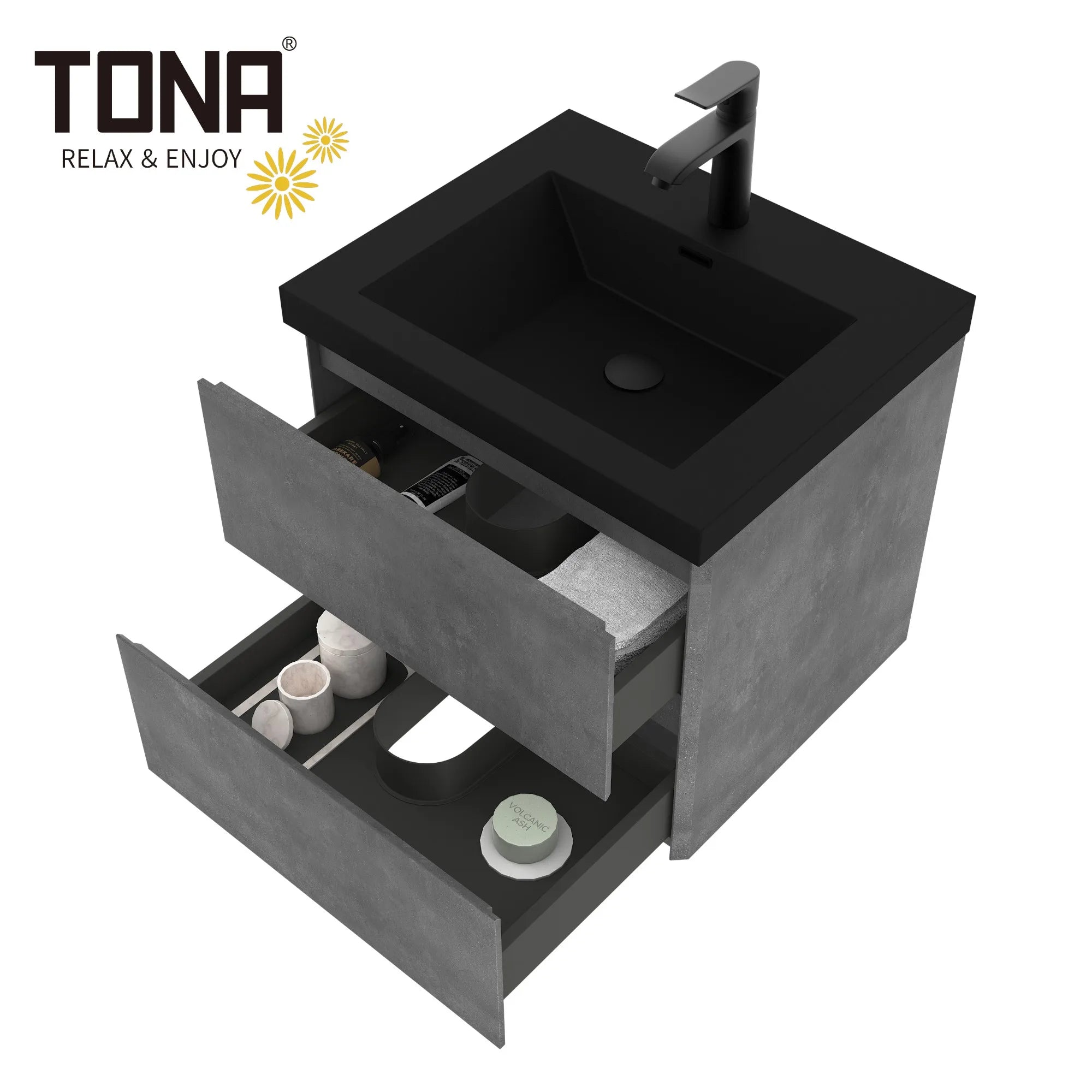 24" Floating Bathroom Vanity with Quartz Countertop