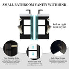 16" Black Walnut Small Bathroom Vanity