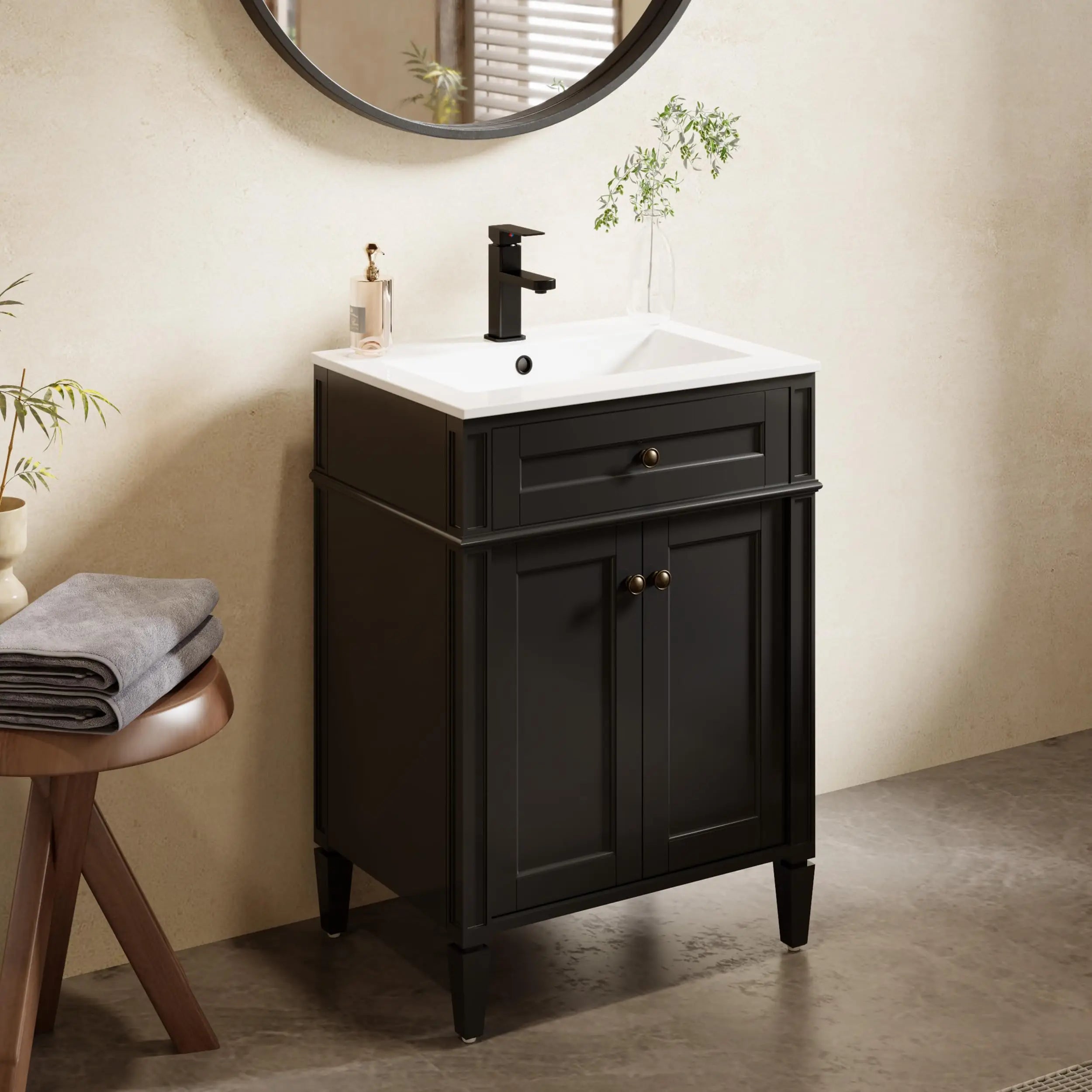 24"/30"/36" Vintage Freestanding Bathroom Vanity with Sink