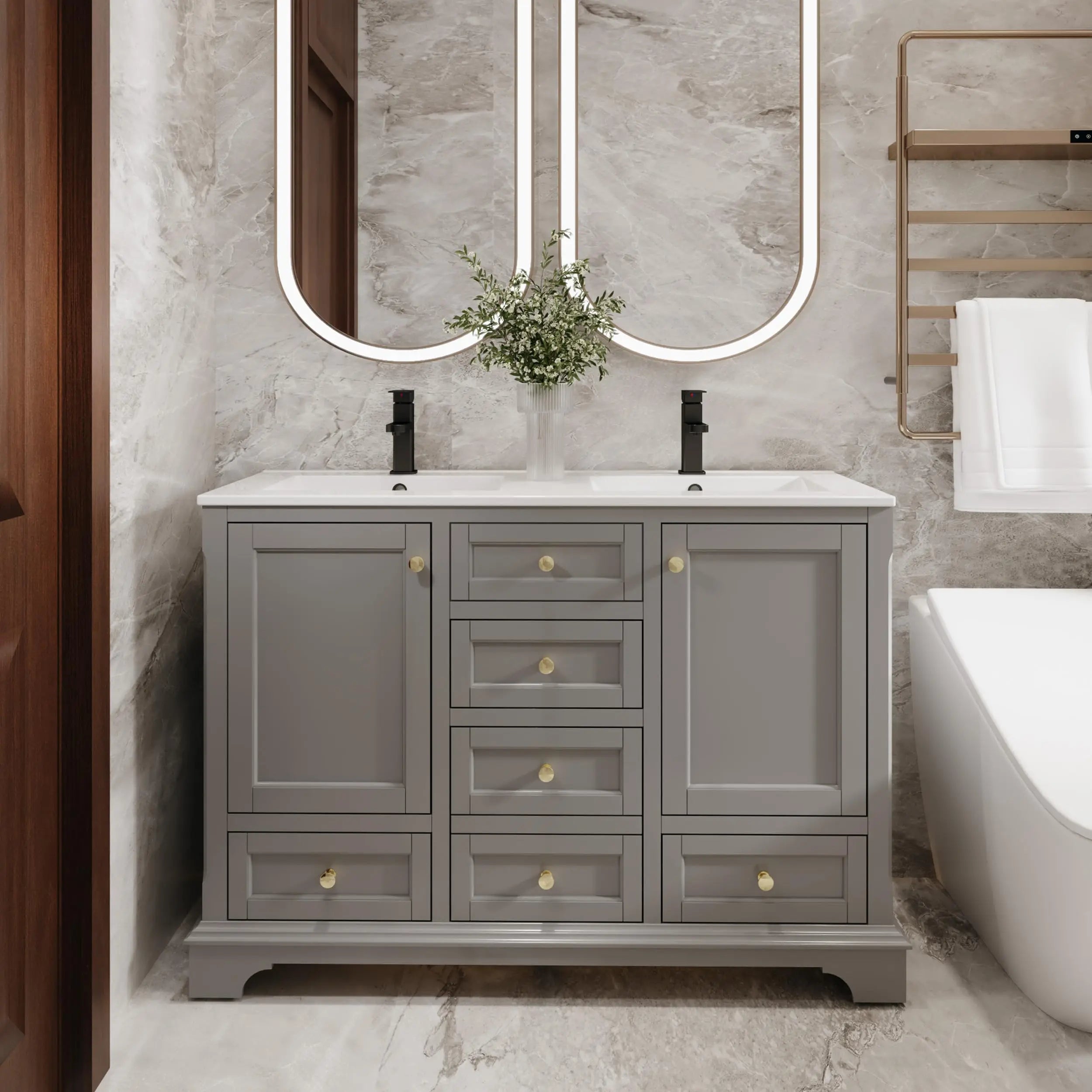 48" Raised Arch Feet Soft-Close Bathroom Vanity