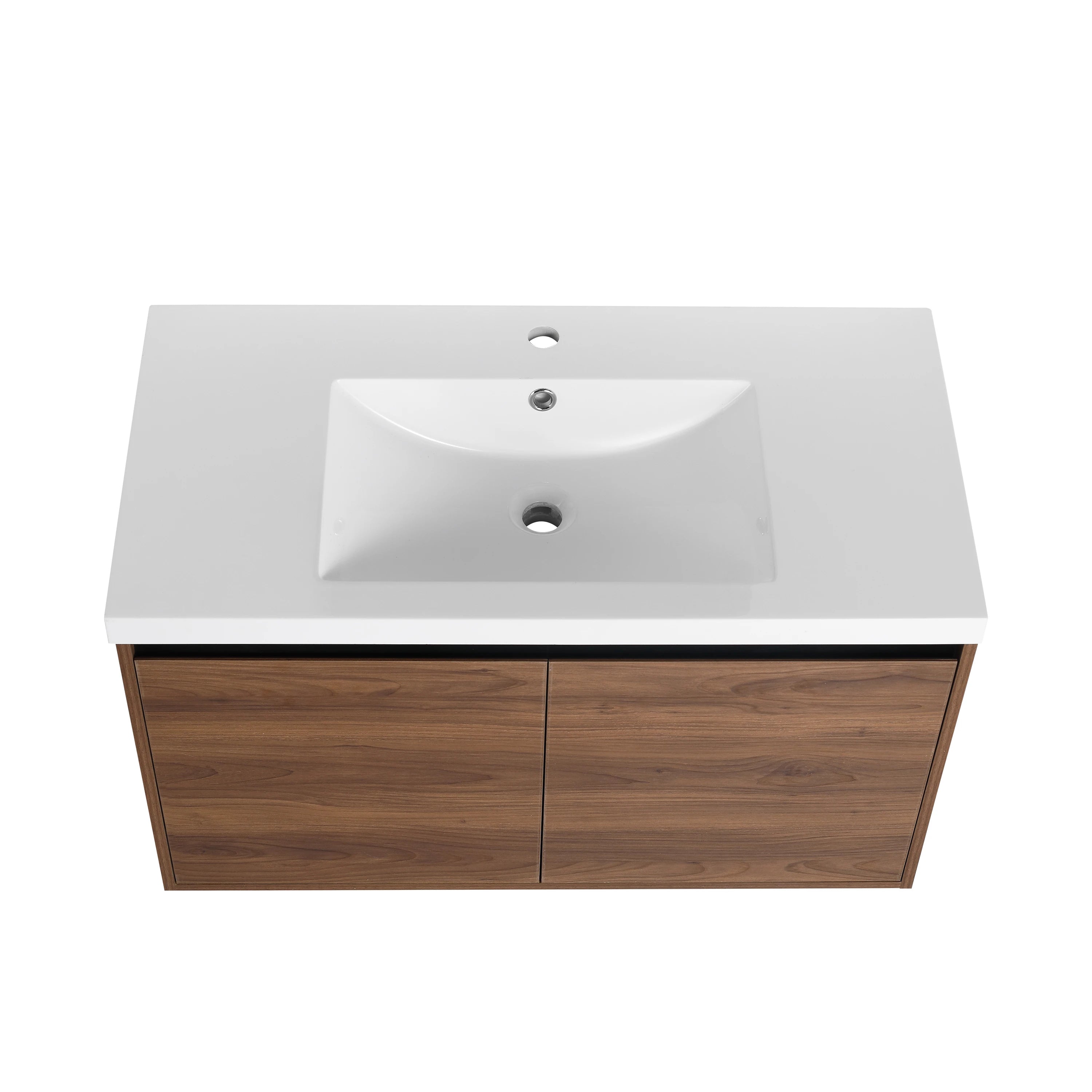 30" Grey Bathroom Vanity with Ceramic Sink and Open Shelf