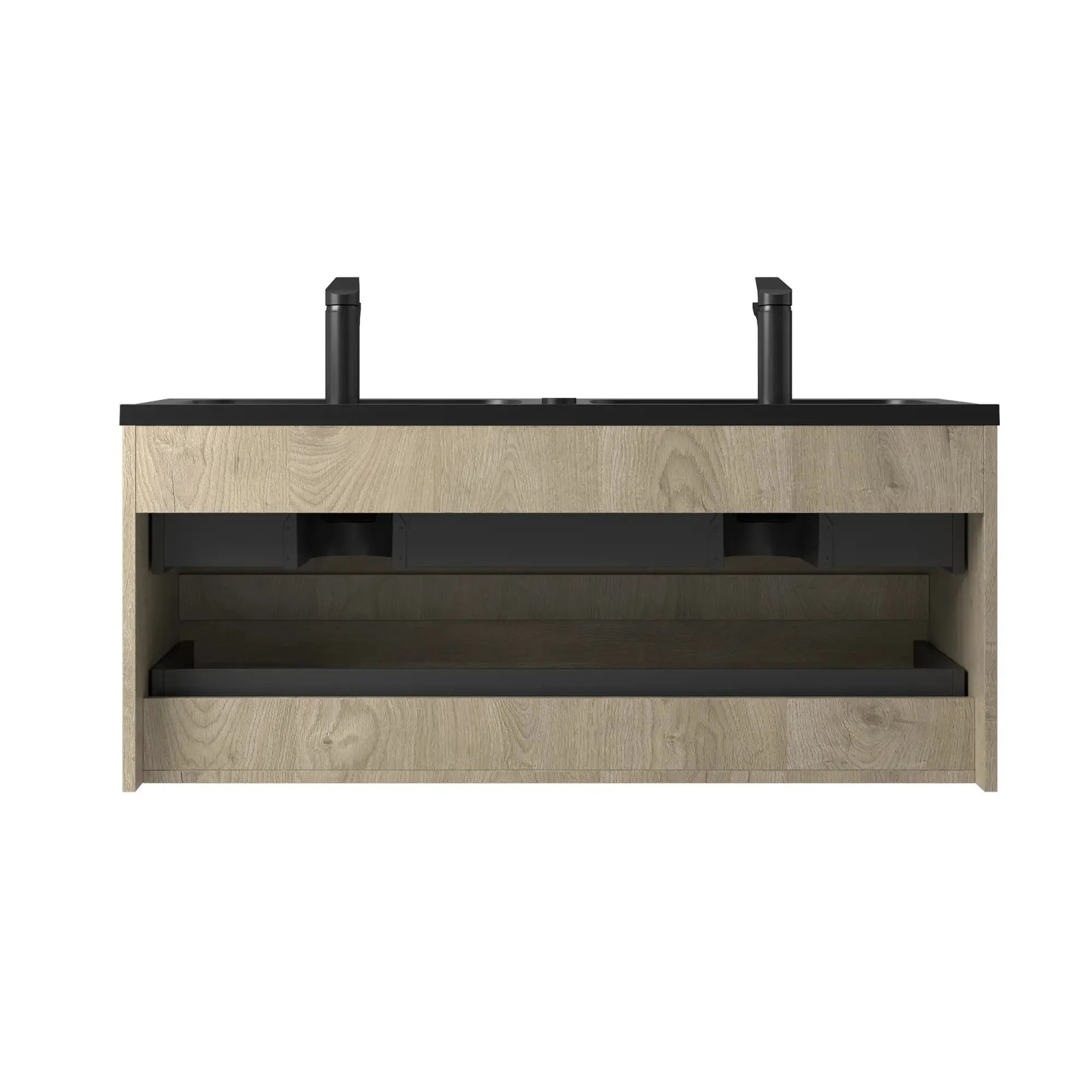 48" Matte Black Double Sink Floating Vanity