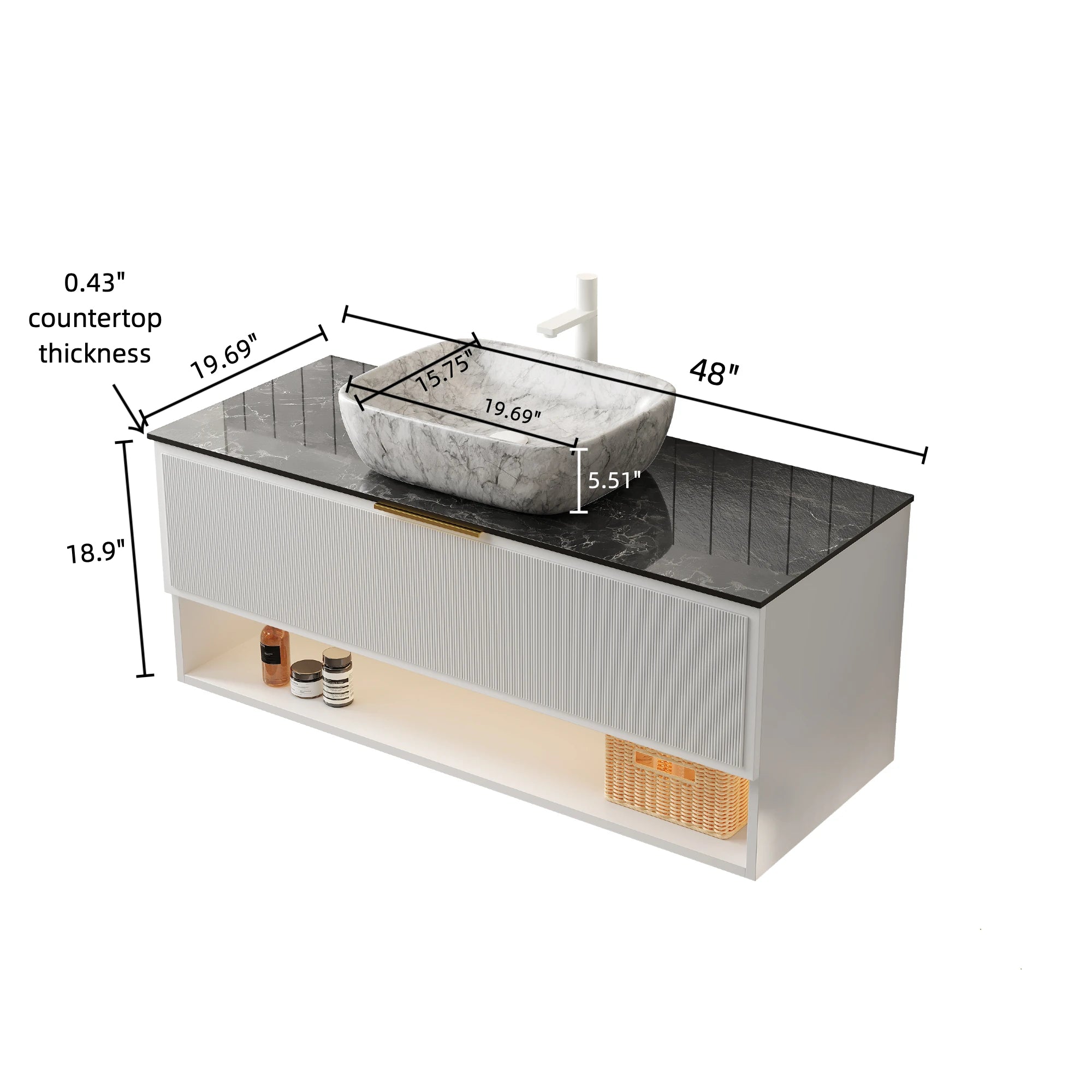 48" Floating Bathroom Vanity with Sink