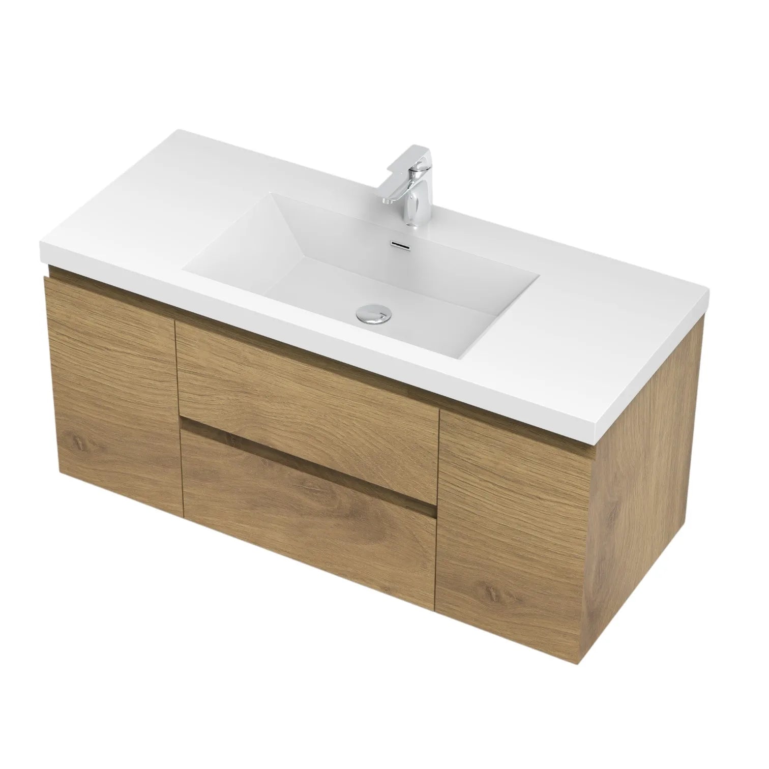 48" Natural Oak & White Bathroom Vanity