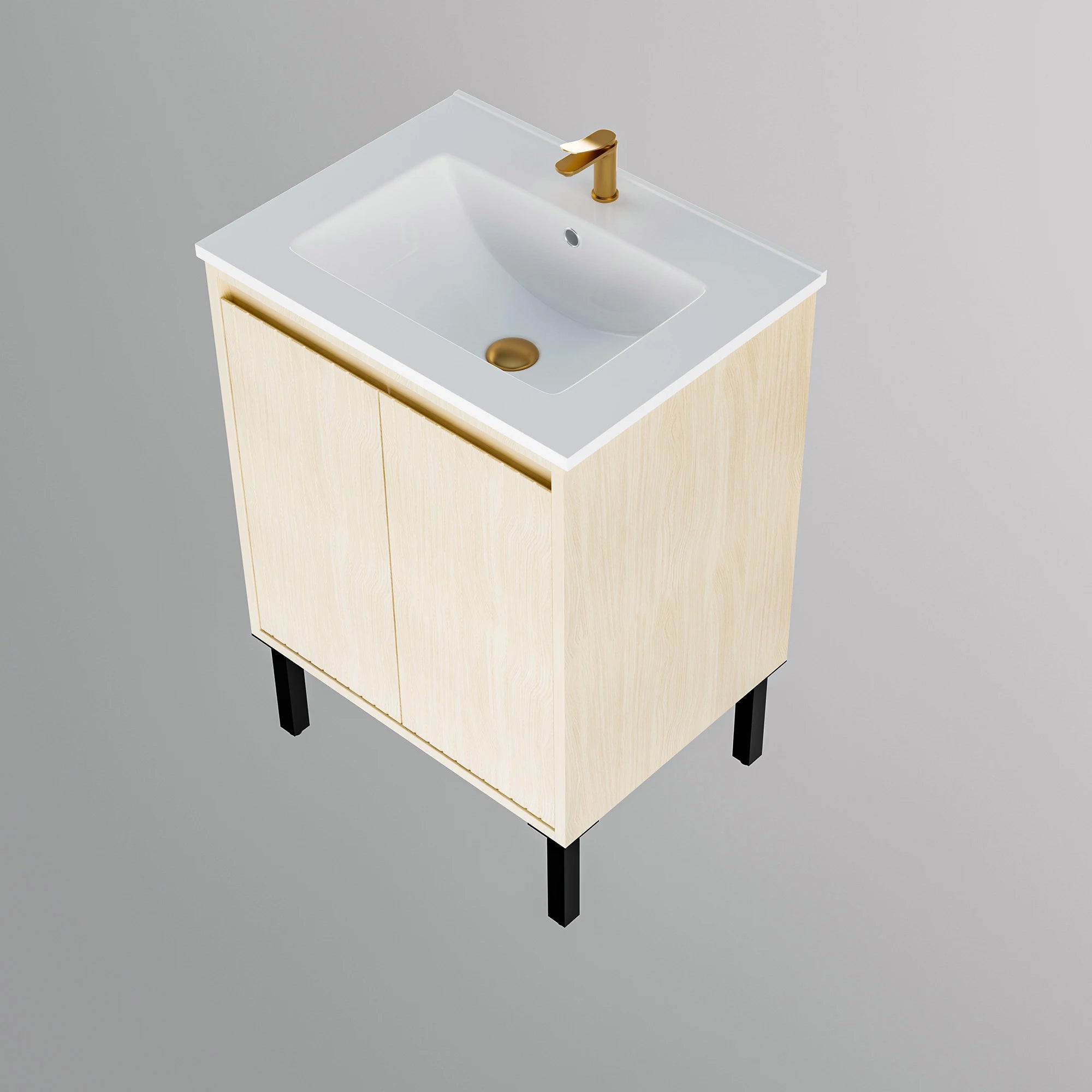 24" Floor-Standing Bathroom Vanity with White Sink