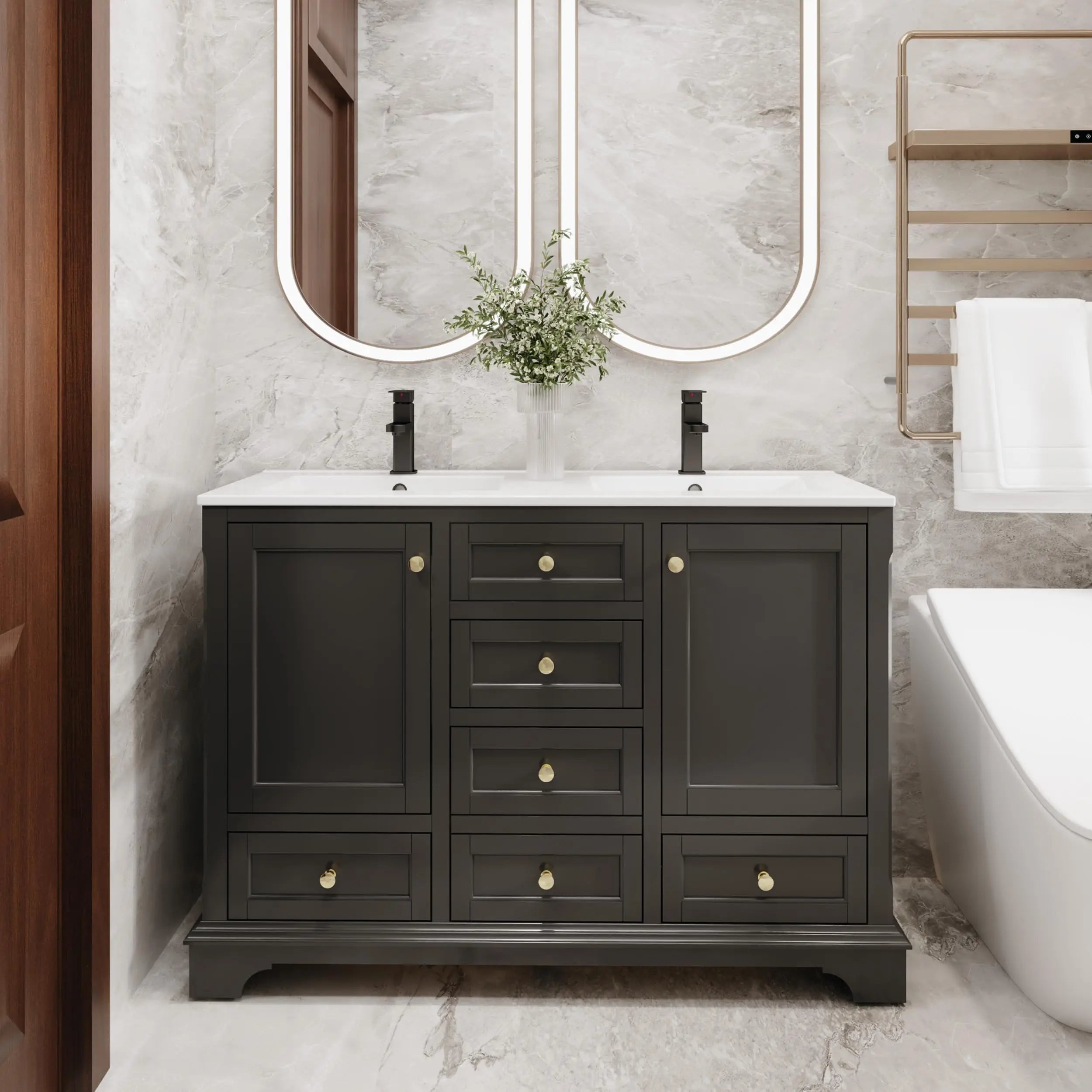 48" Raised Arch Feet Soft-Close Bathroom Vanity