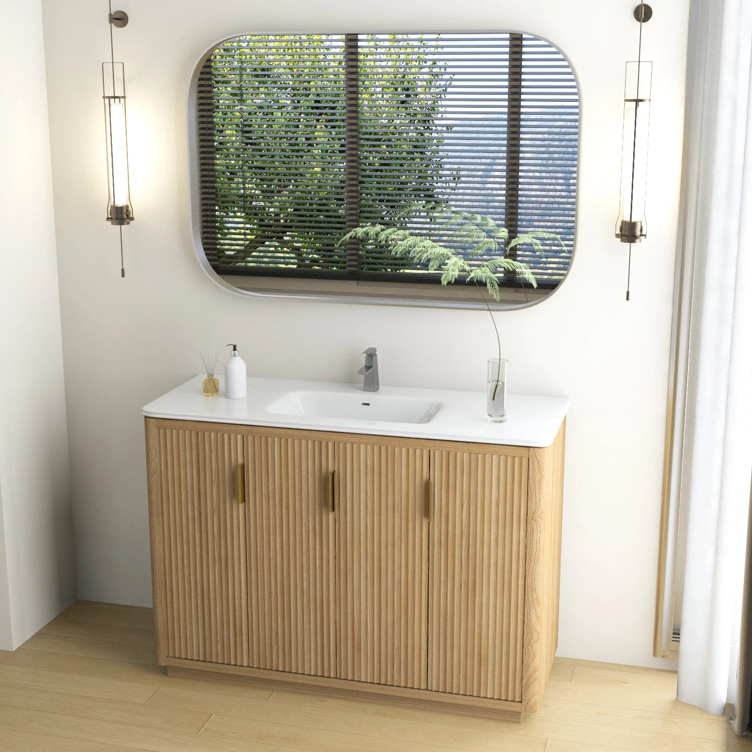 48" Natural Wood Freestanding Bathroom Vanity