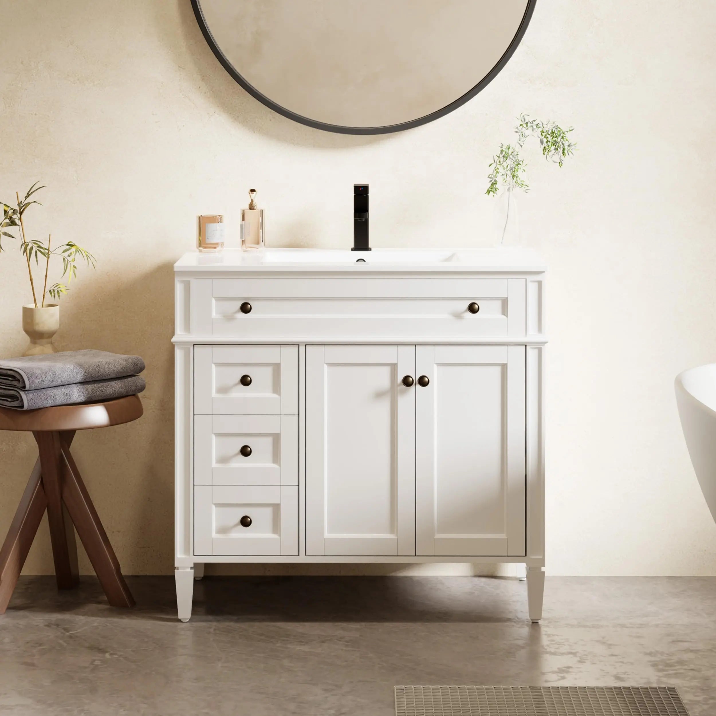 24"/30"/36" Vintage Freestanding Bathroom Vanity with Sink