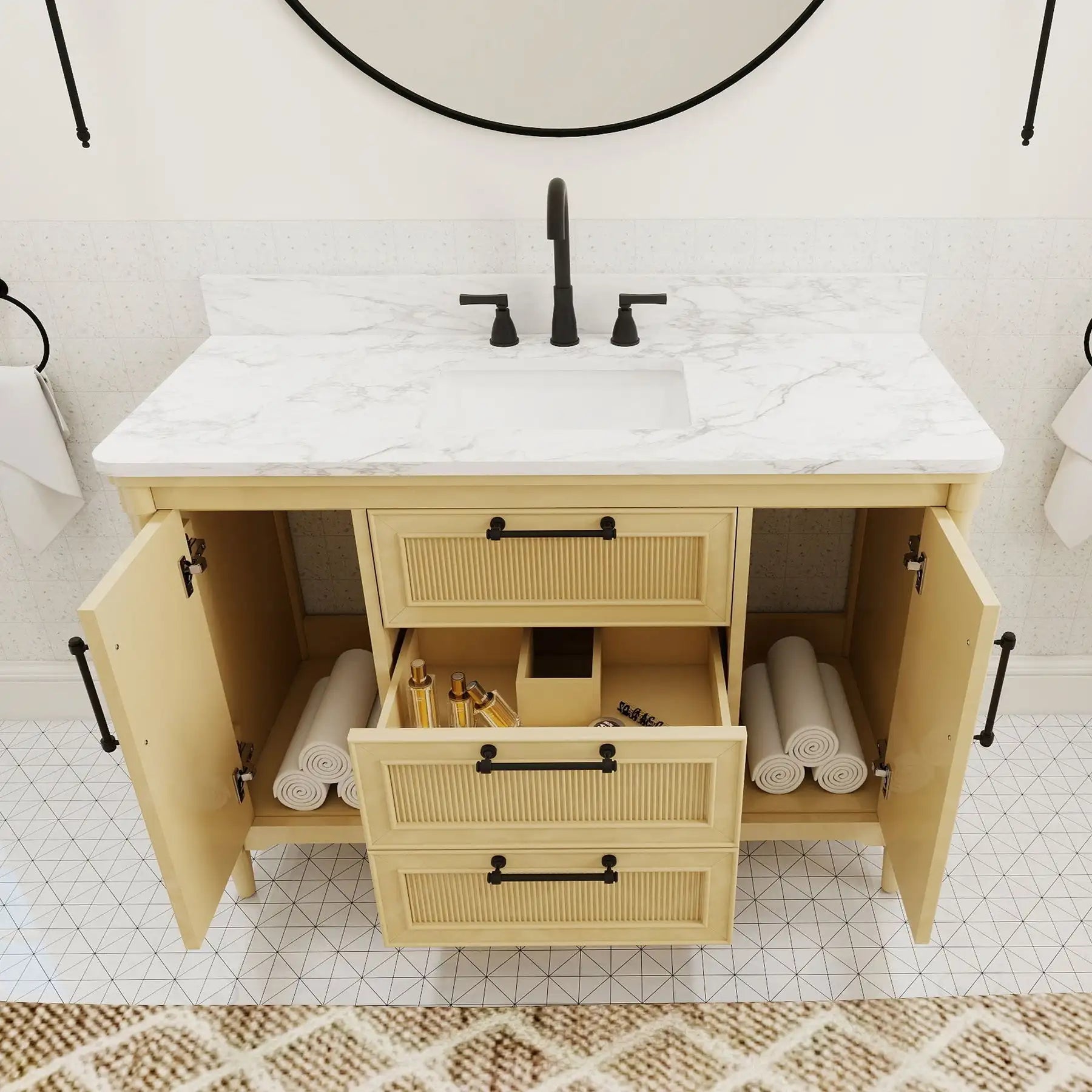 48" Freestanding Fluted Bathroom Vanity