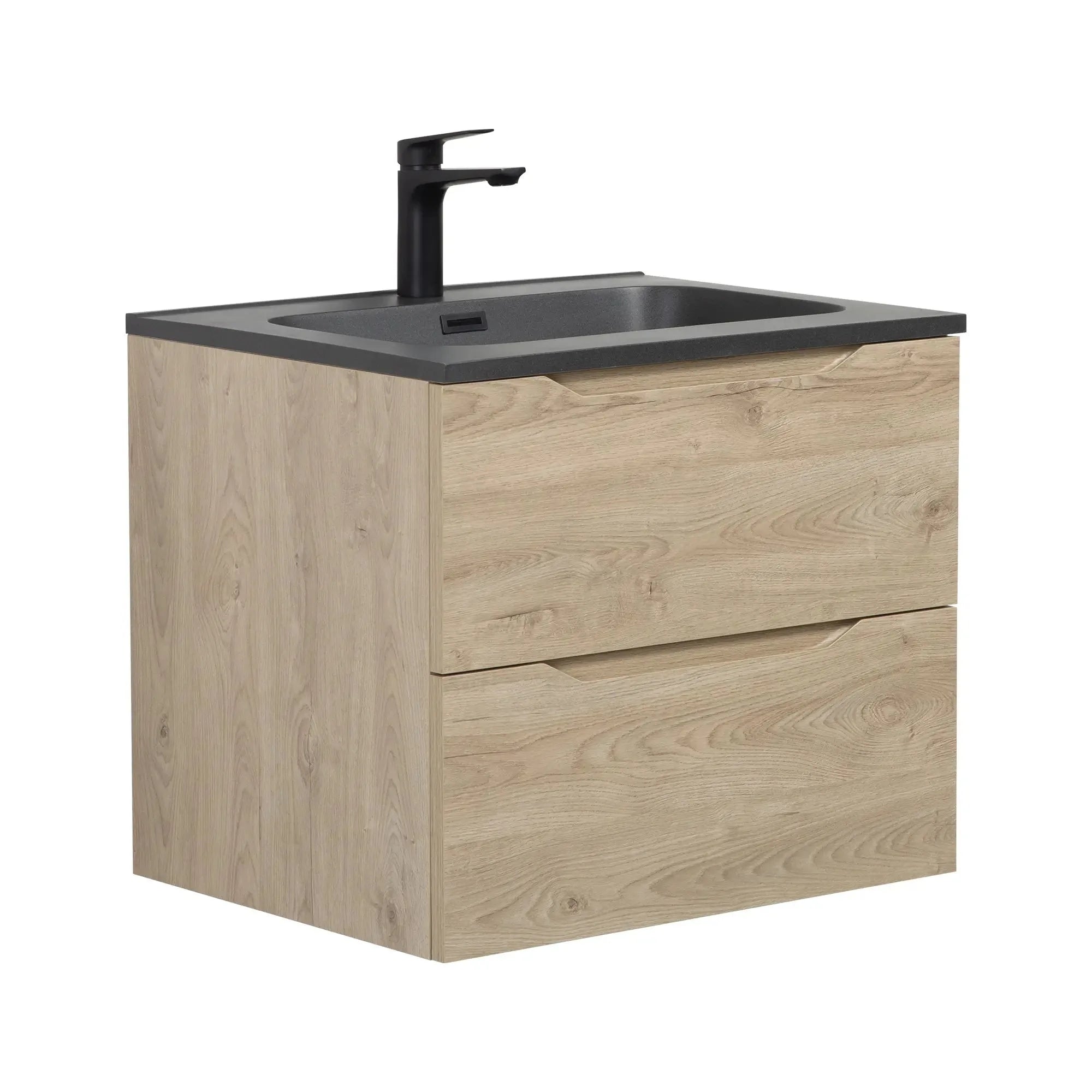 48" Matte Black Double Sink Floating Vanity