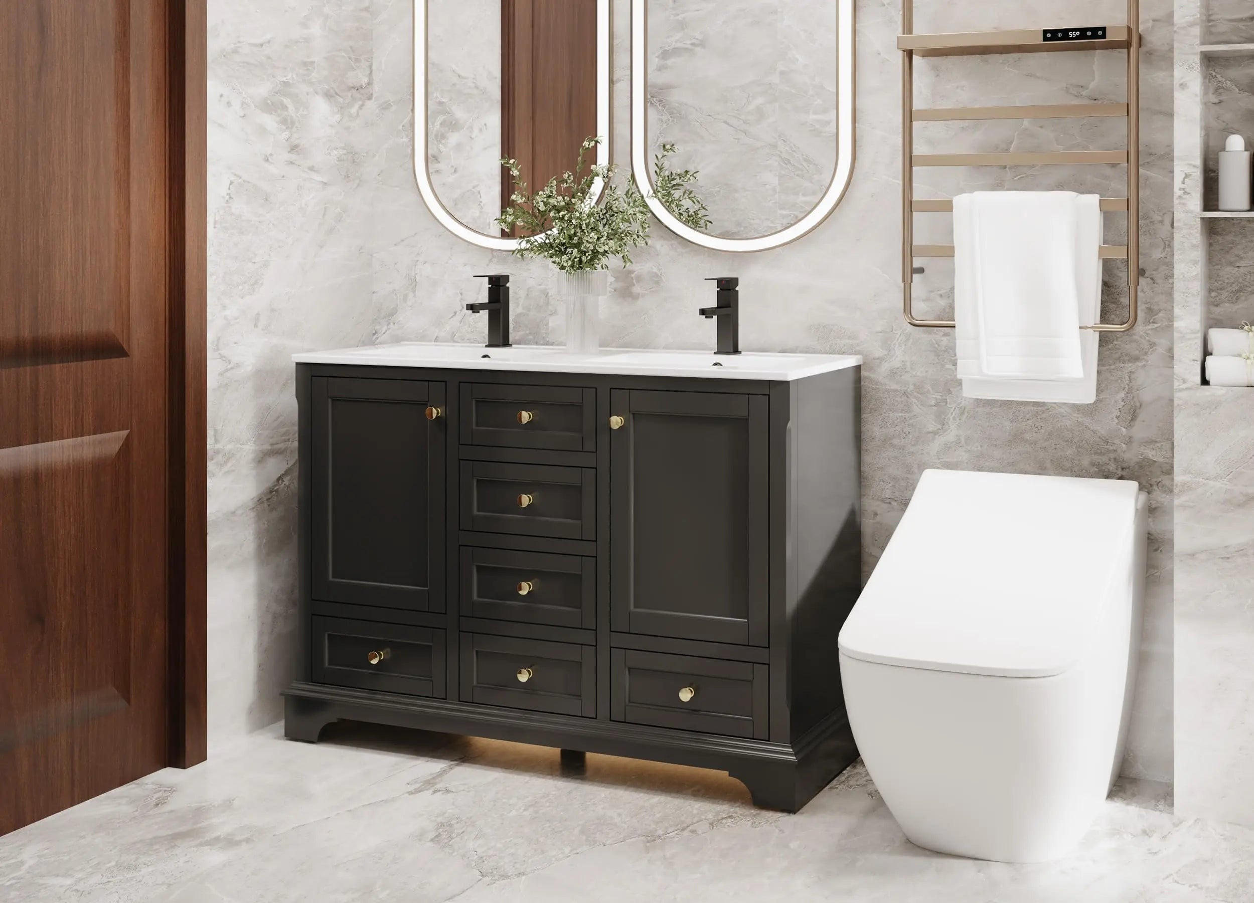 48" Raised Arch Feet Soft-Close Bathroom Vanity