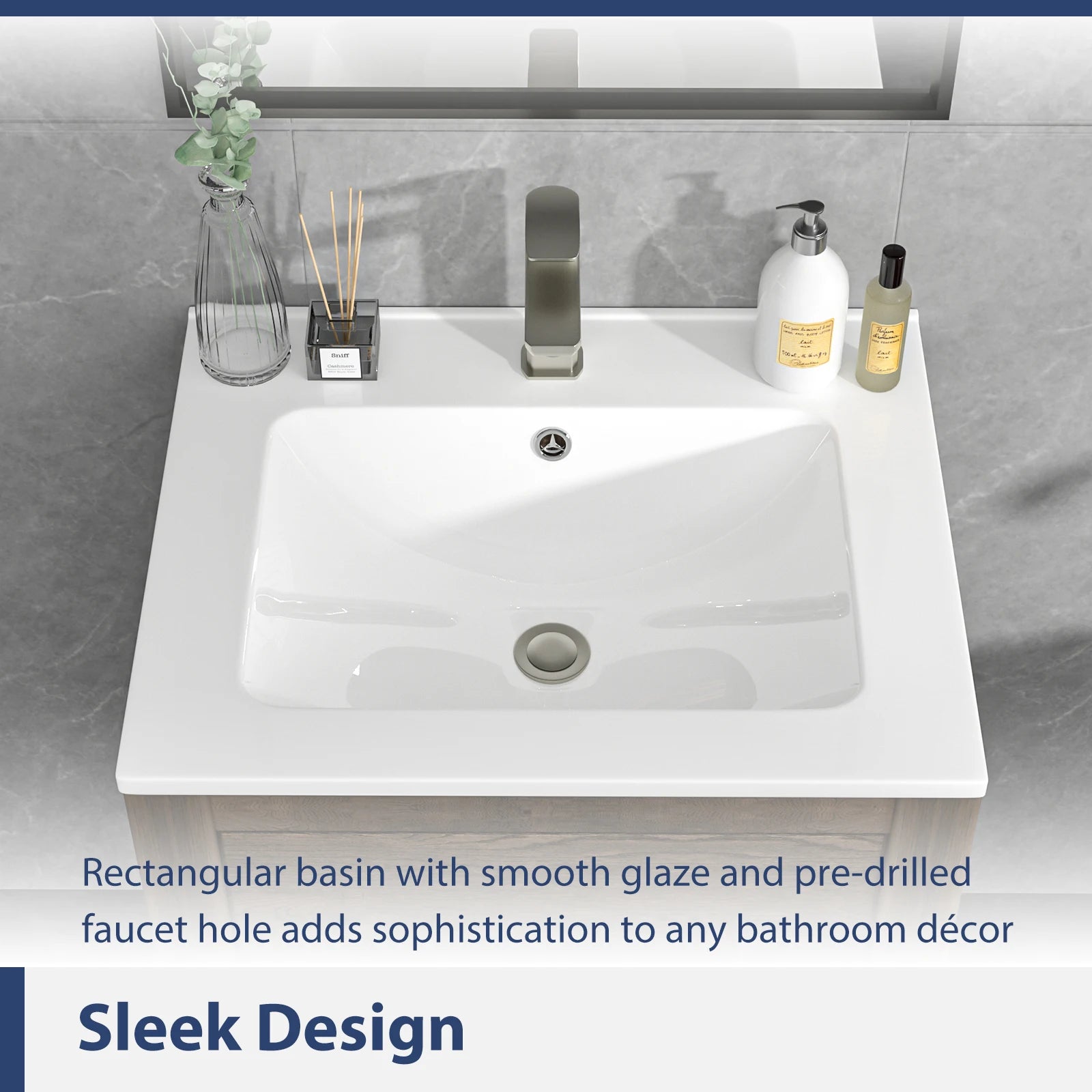 White Ceramic Thin Edge Drop-In Countertop Basin