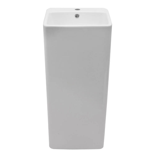 16" White Ceramic Freestanding Pedestal Basin