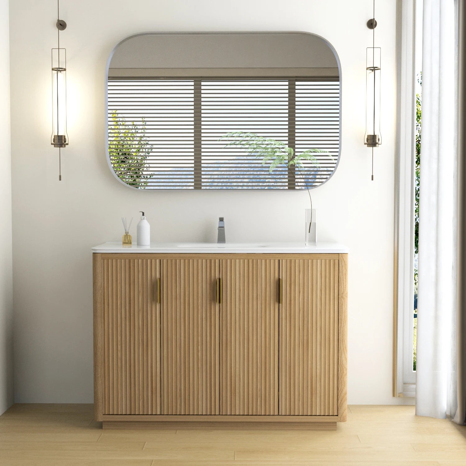 48" Natural Wood Freestanding Bathroom Vanity