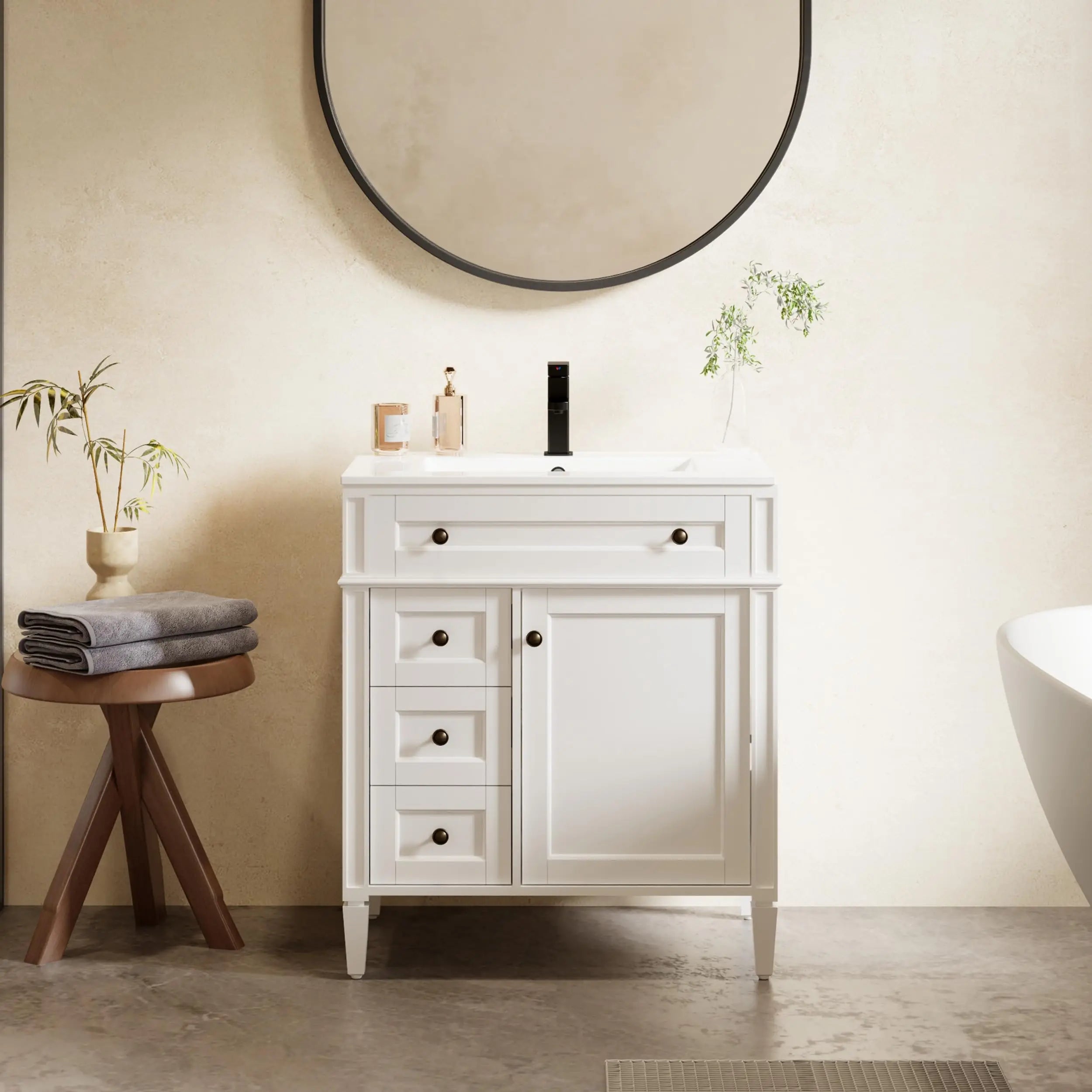 24"/30"/36" Vintage Freestanding Bathroom Vanity with Sink