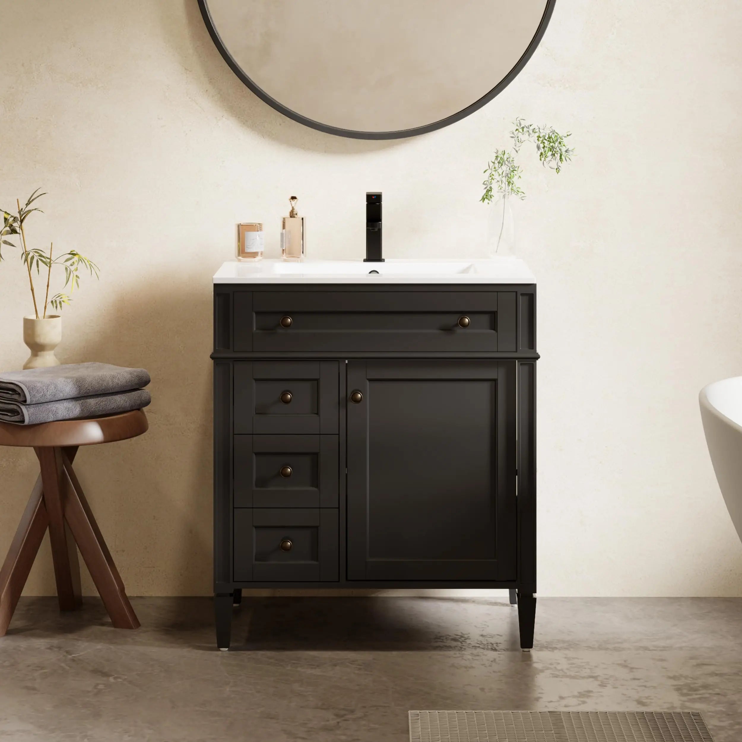 24"/30"/36" Vintage Freestanding Bathroom Vanity with Sink