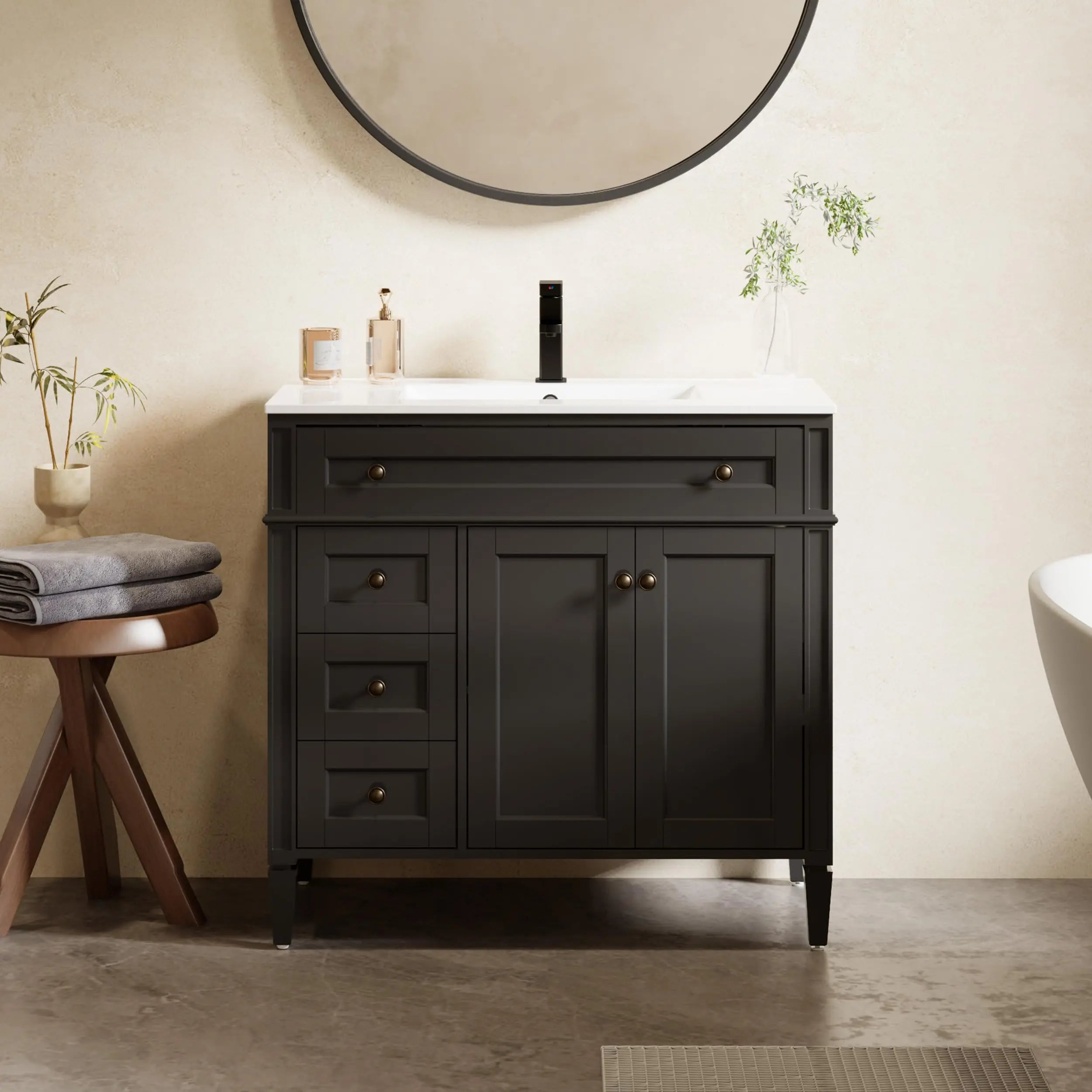 24"/30"/36" Vintage Freestanding Bathroom Vanity with Sink