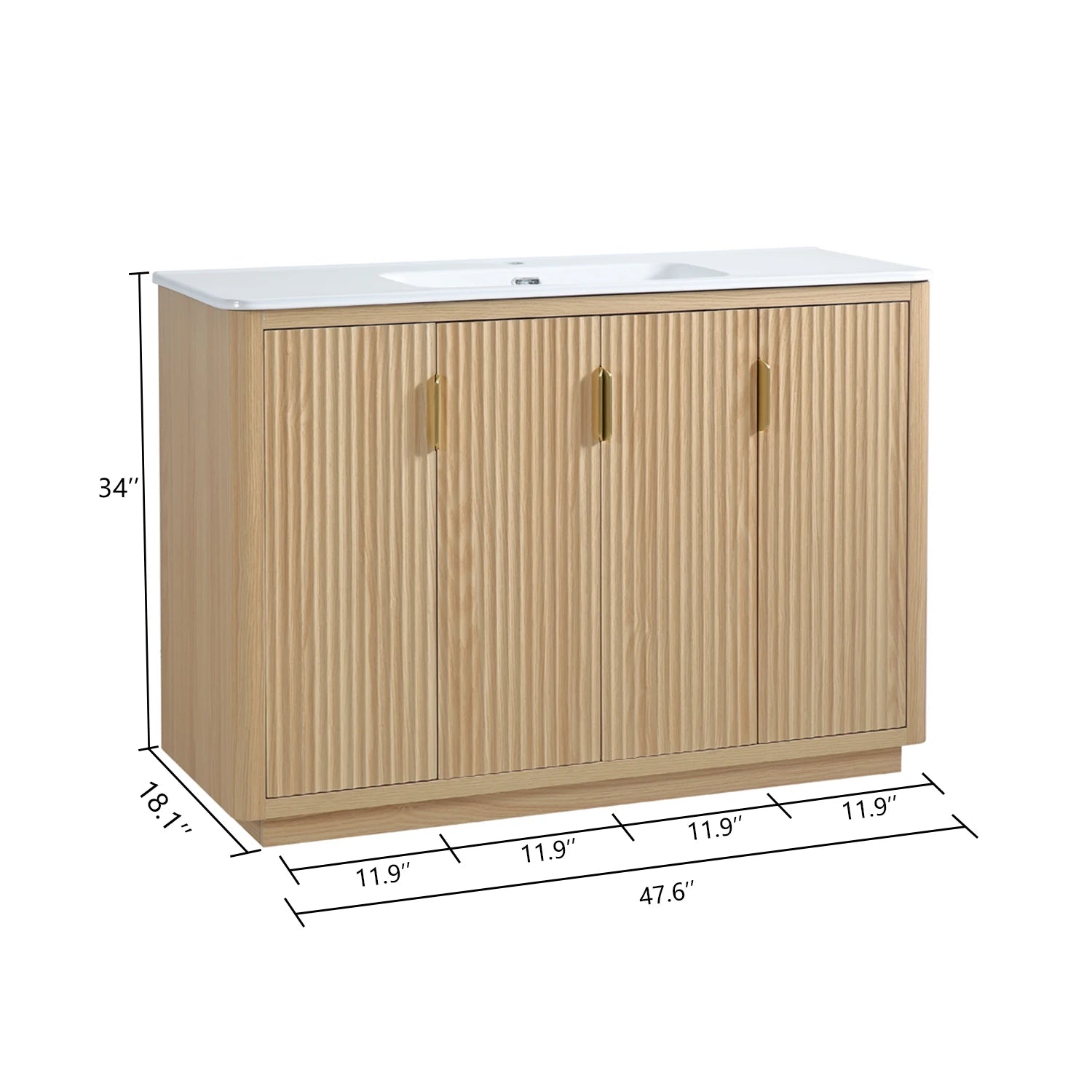 48" Natural Wood Freestanding Bathroom Vanity