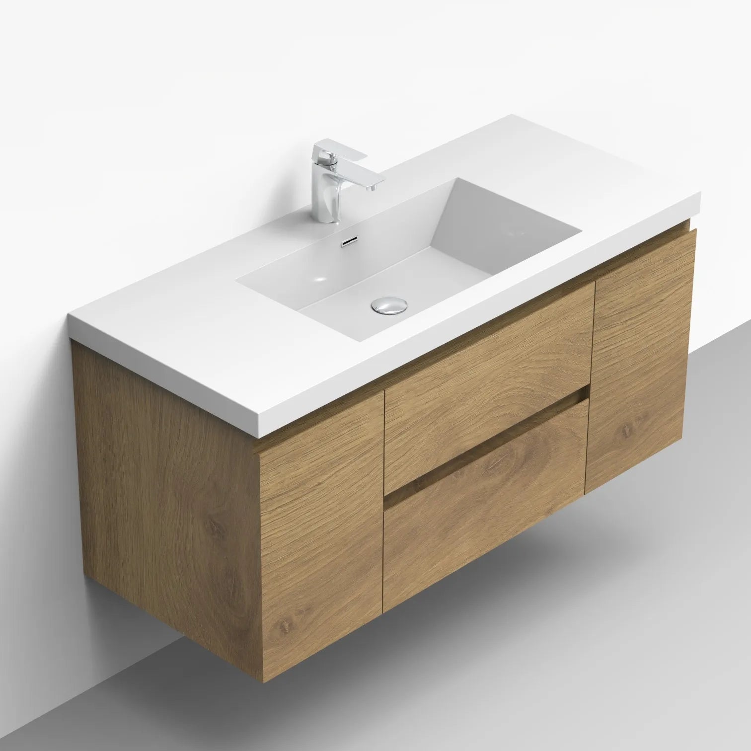 48" Natural Oak & White Bathroom Vanity