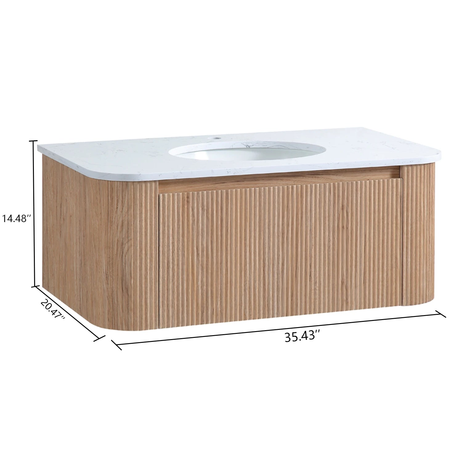 36"/42" Floating Curved Wall-Mounted Bathroom Cabinet