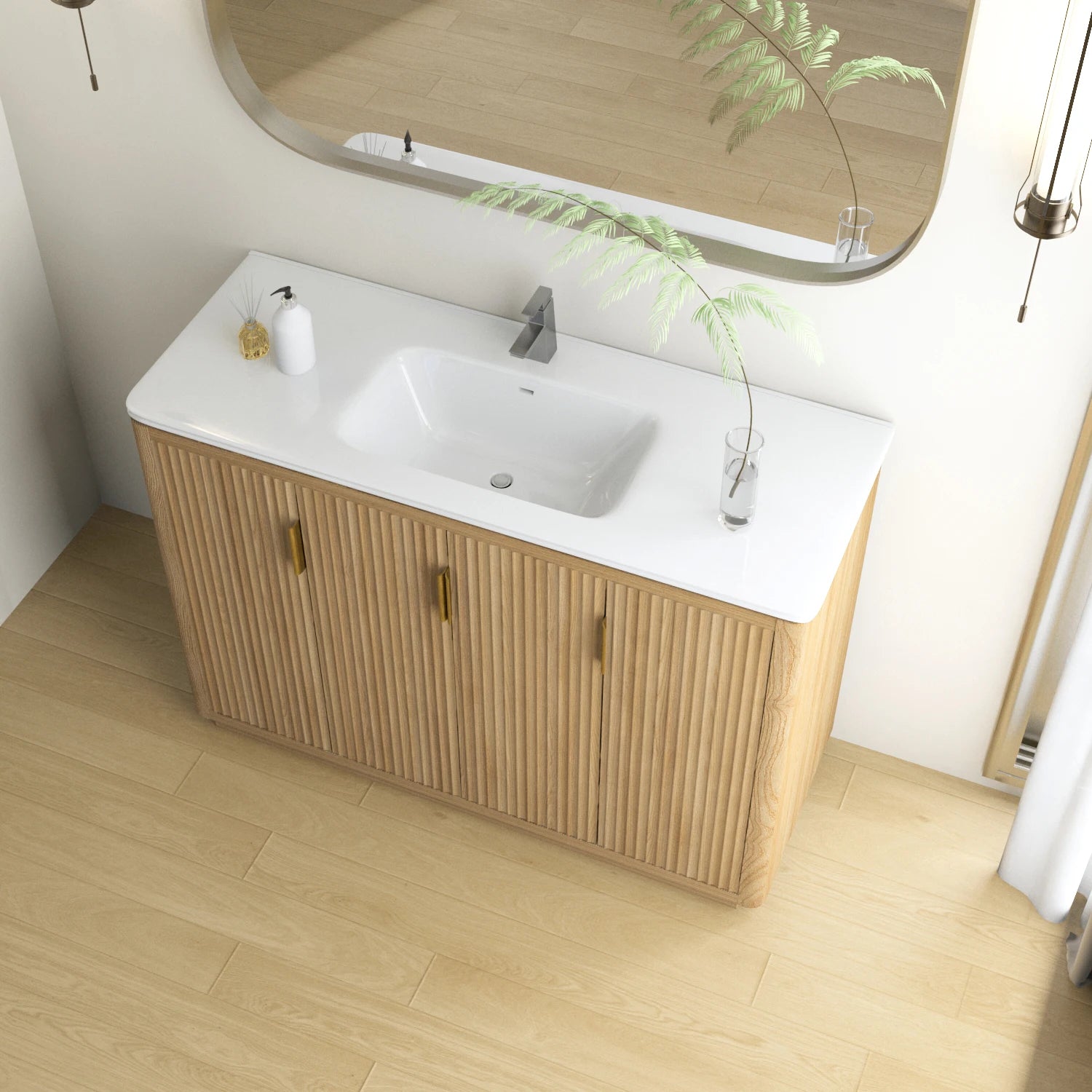 48" Natural Wood Freestanding Bathroom Vanity