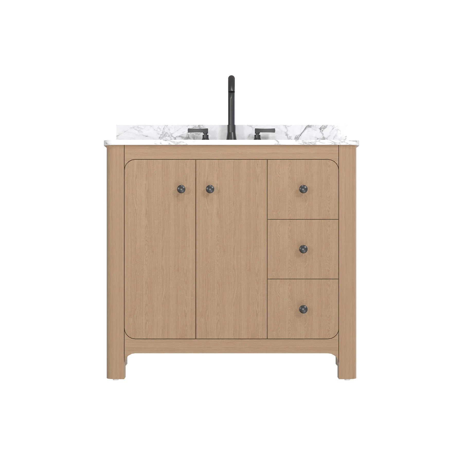 Freestanding Curved Single Bathroom Vanity