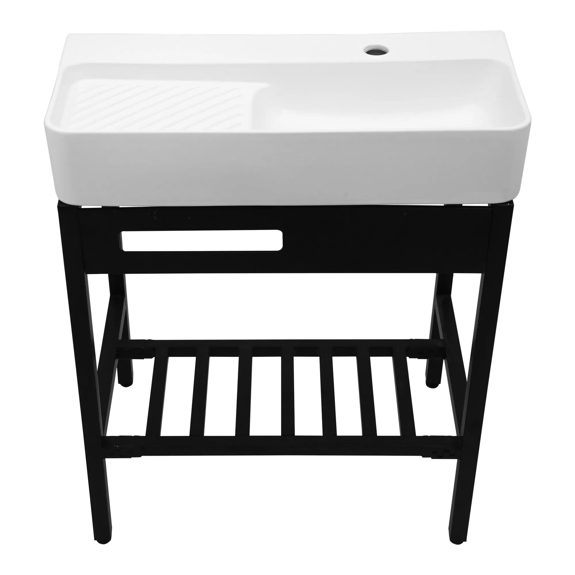 30" White Bathroom Vanity with Sink, Door, and 2 Drawers