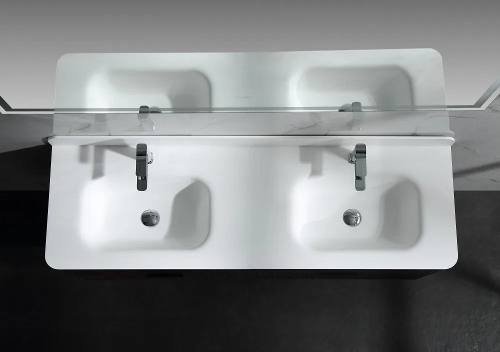 60" Solid Wood Minimalist Bathroom Cabinet