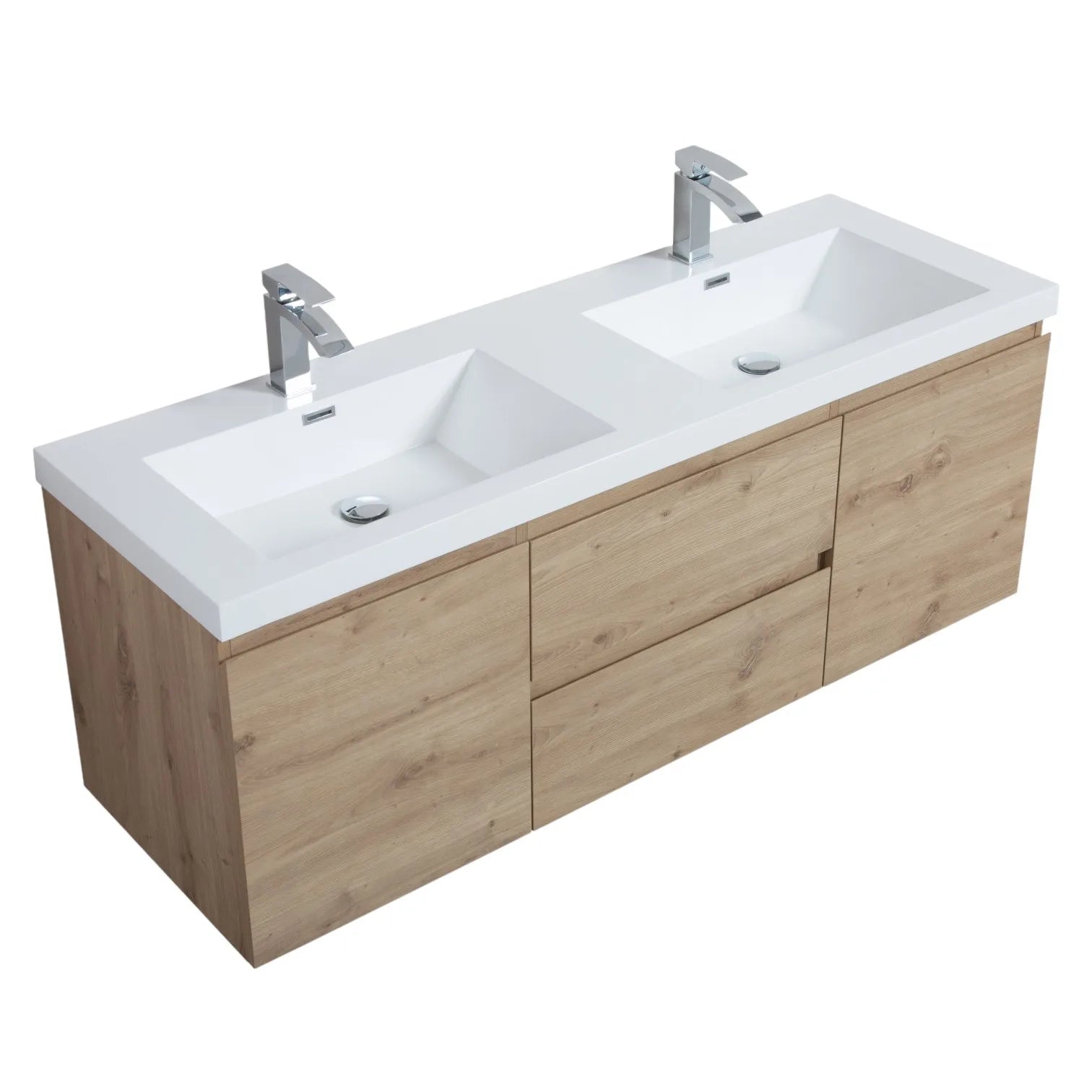 60" Andean Oak Floating Double Vanity