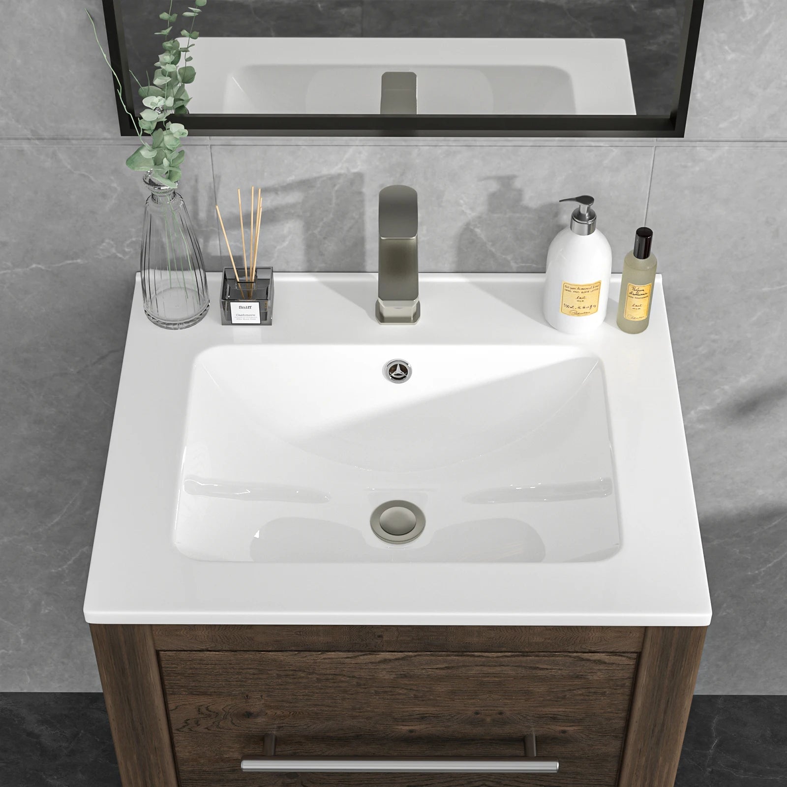 White Ceramic Thin Edge Drop-In Countertop Basin