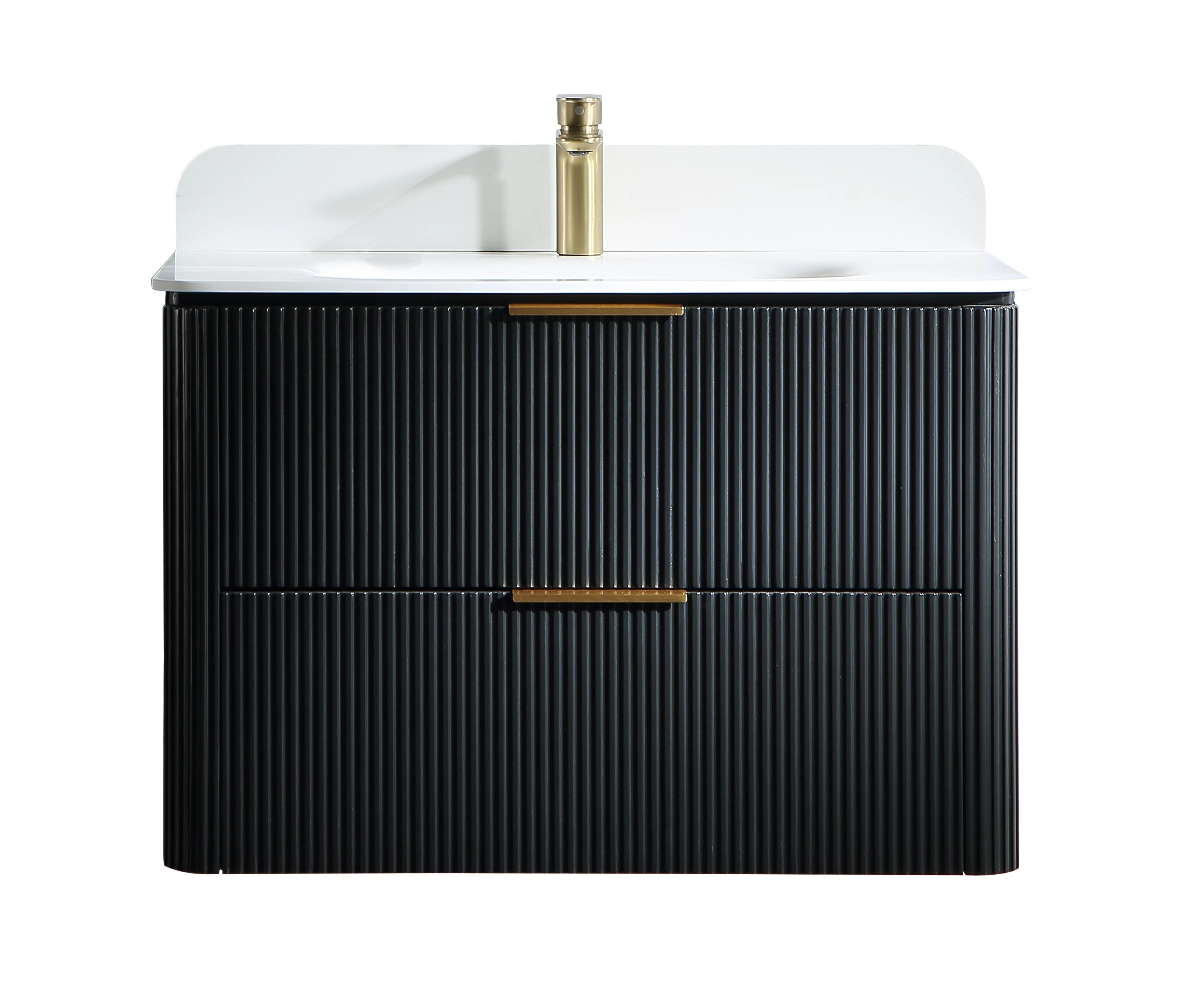 30" Floating Plywood Bathroom Vanity – Fluted Design