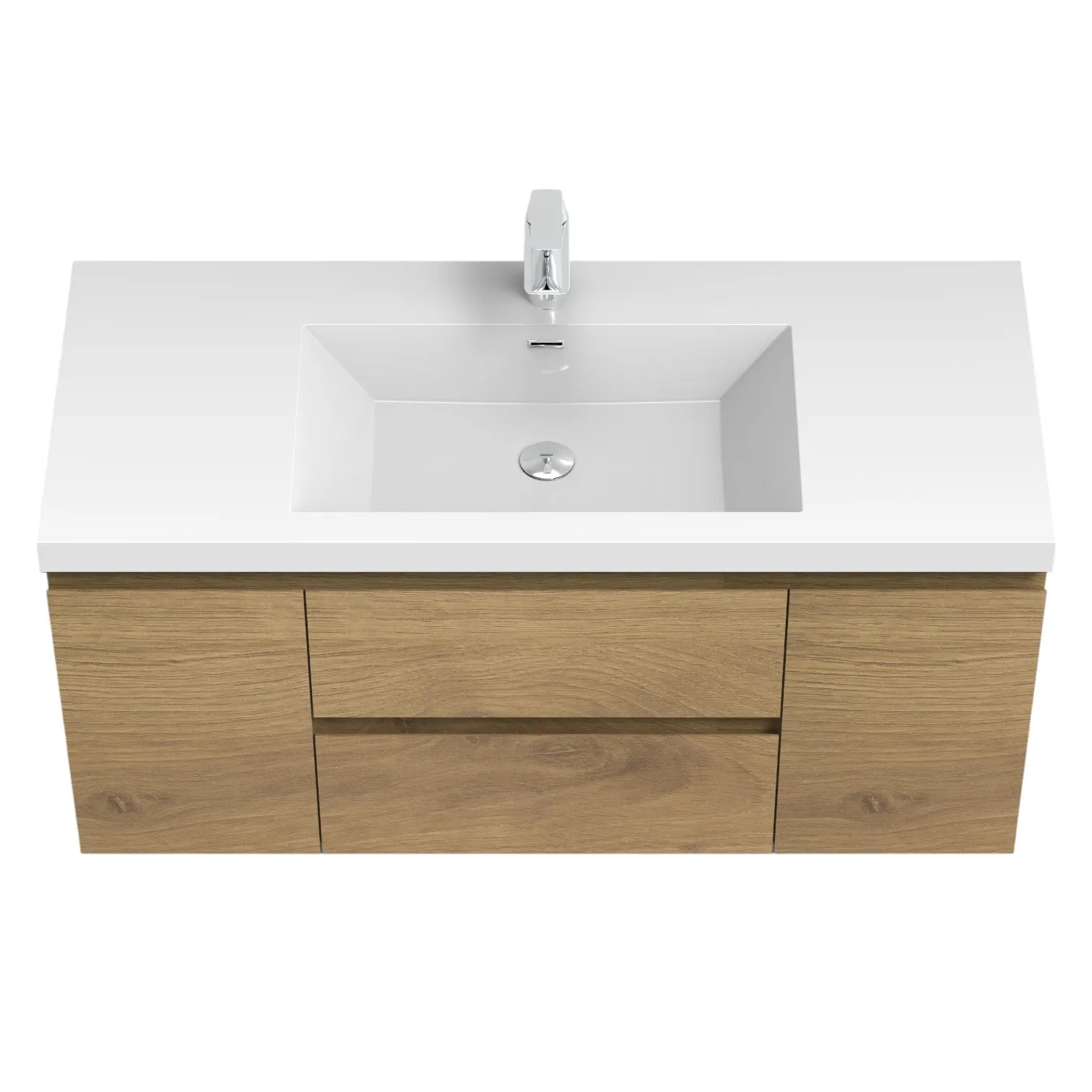 48" Natural Oak & White Bathroom Vanity