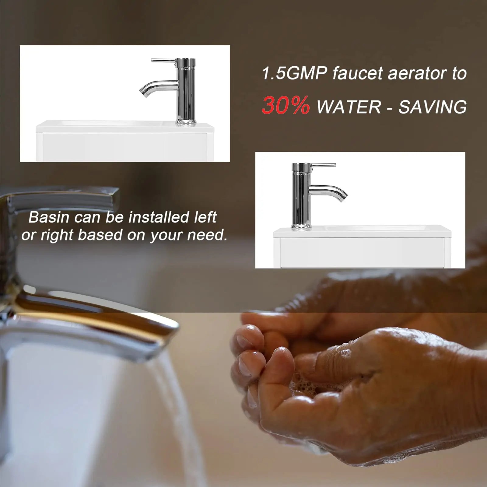 16" Floating Bathroom Vanity with Sink