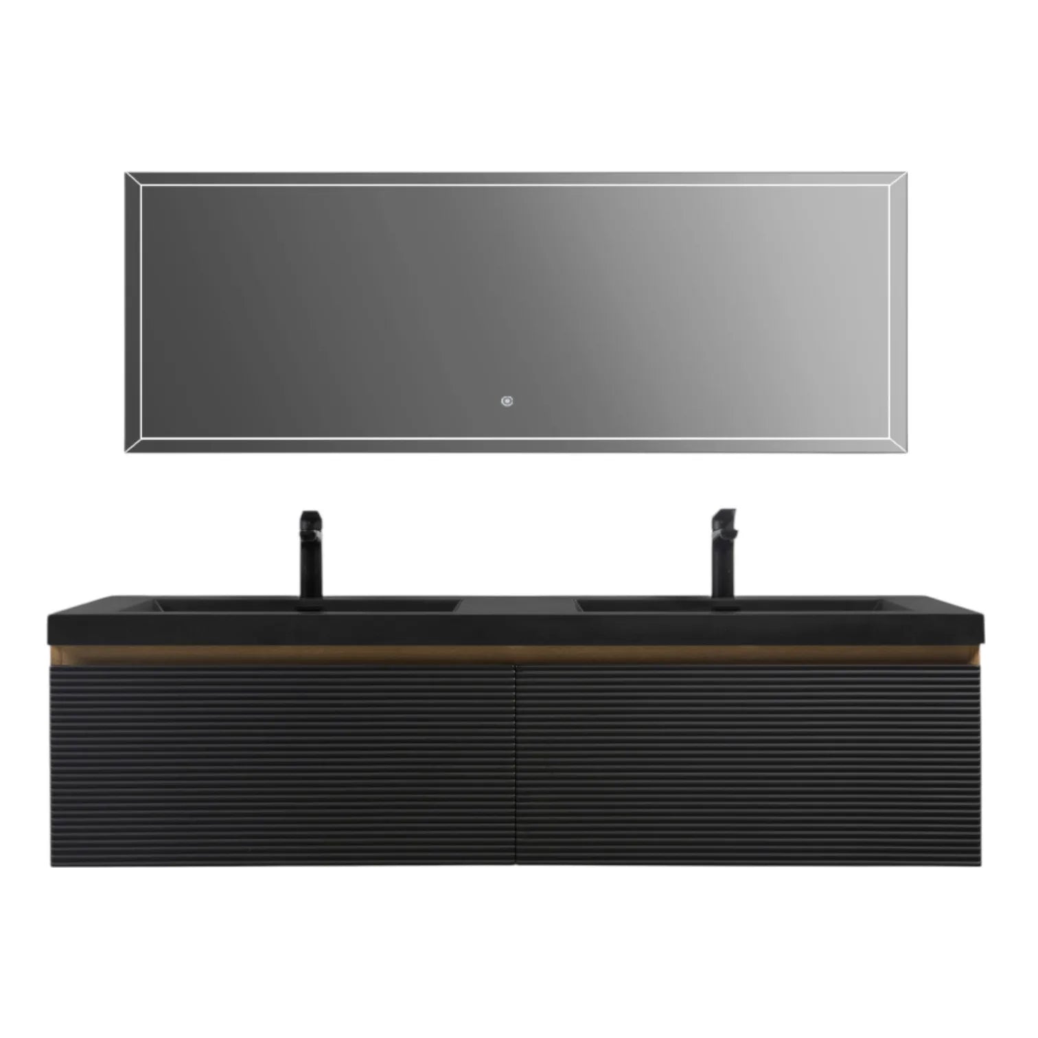 60" Matte Black Floating Double Bathroom Vanity