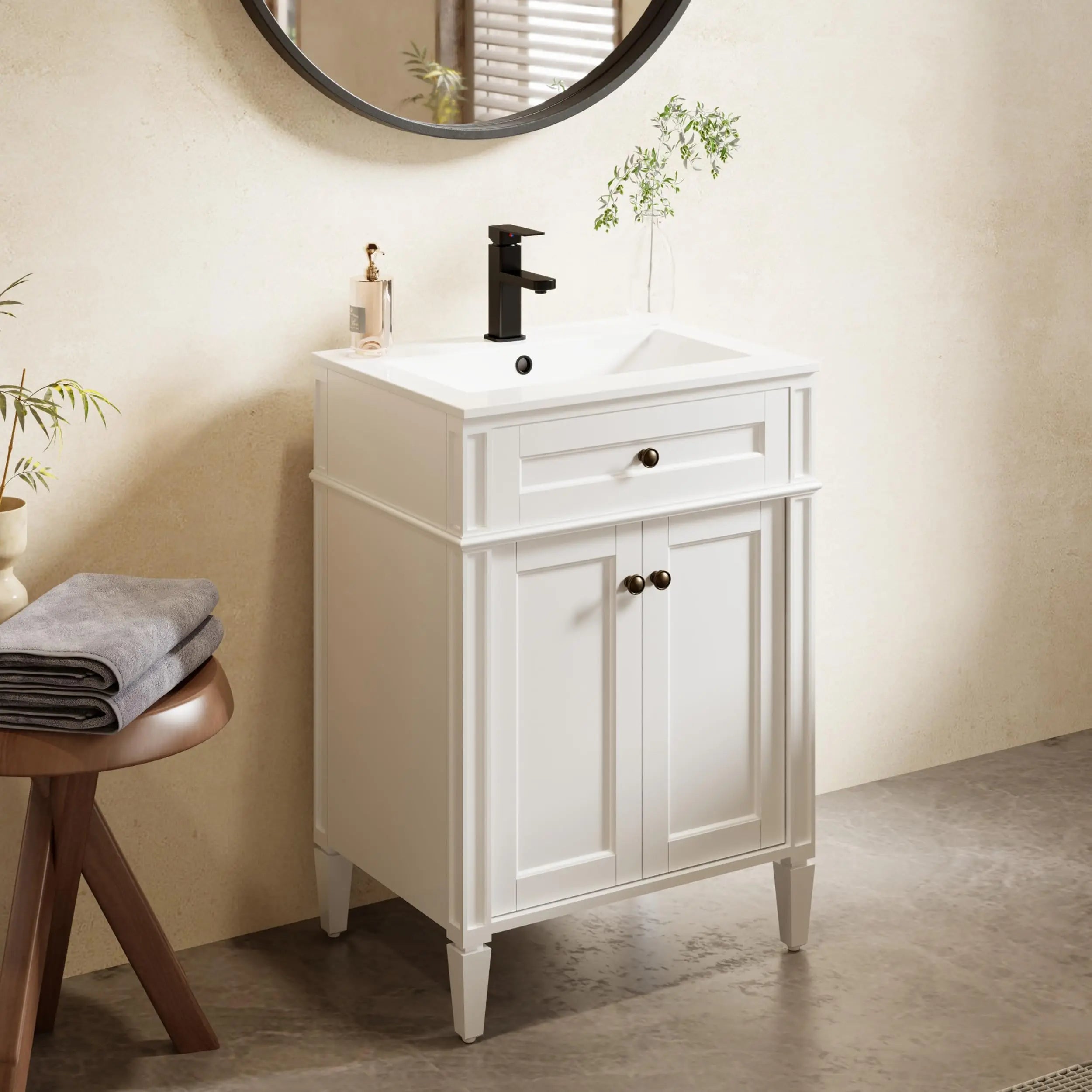 24"/30"/36" Vintage Freestanding Bathroom Vanity with Sink