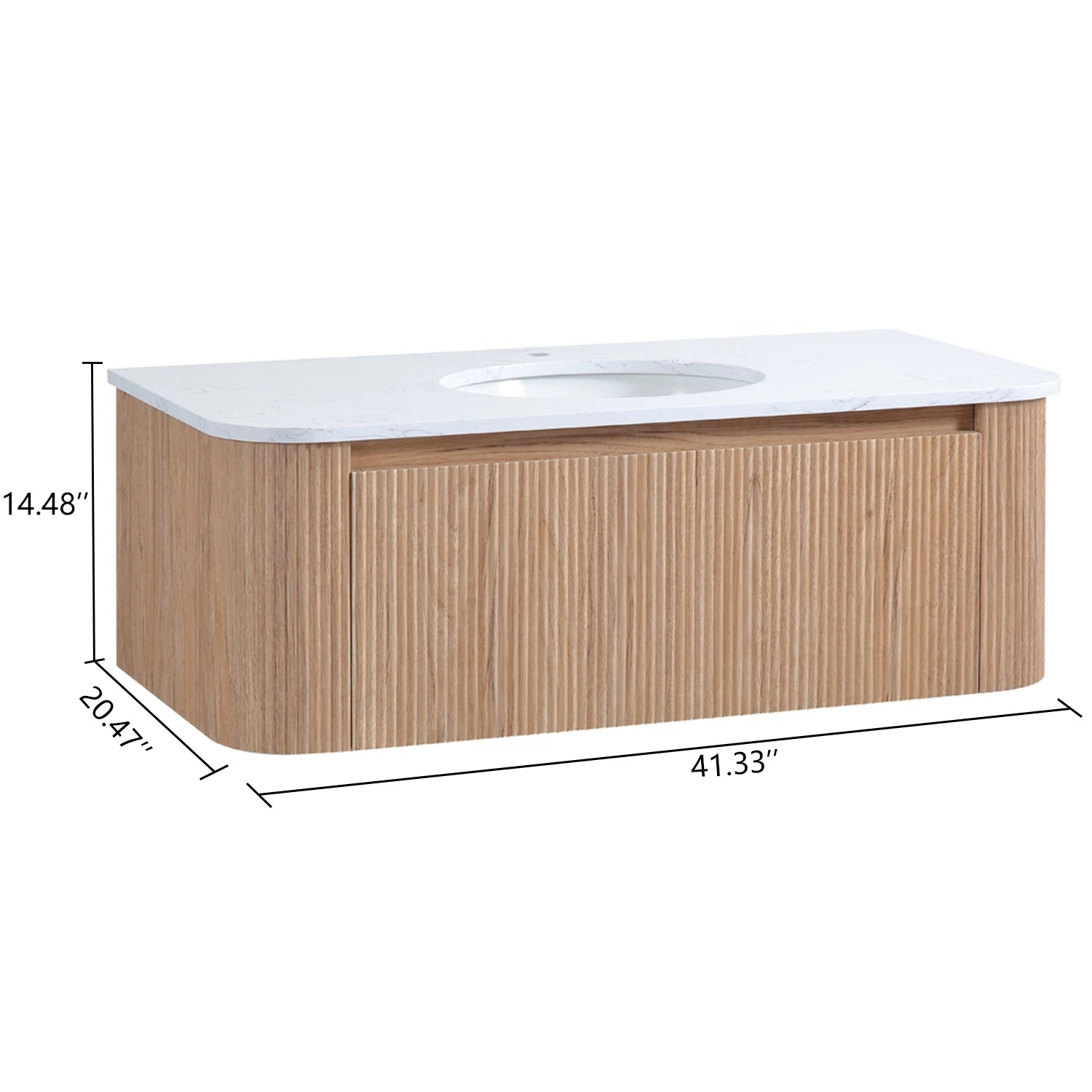 36"/42" Floating Curved Wall-Mounted Bathroom Cabinet