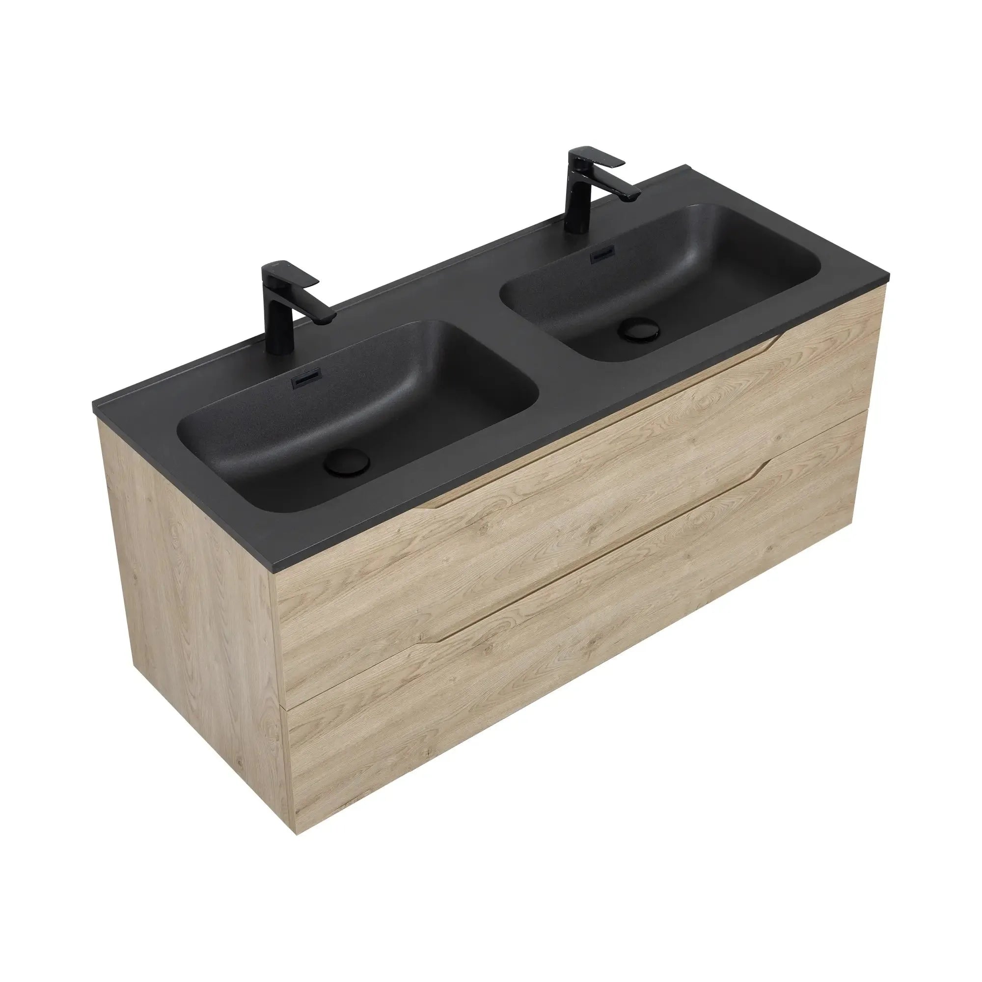 48" Matte Black Double Sink Floating Vanity