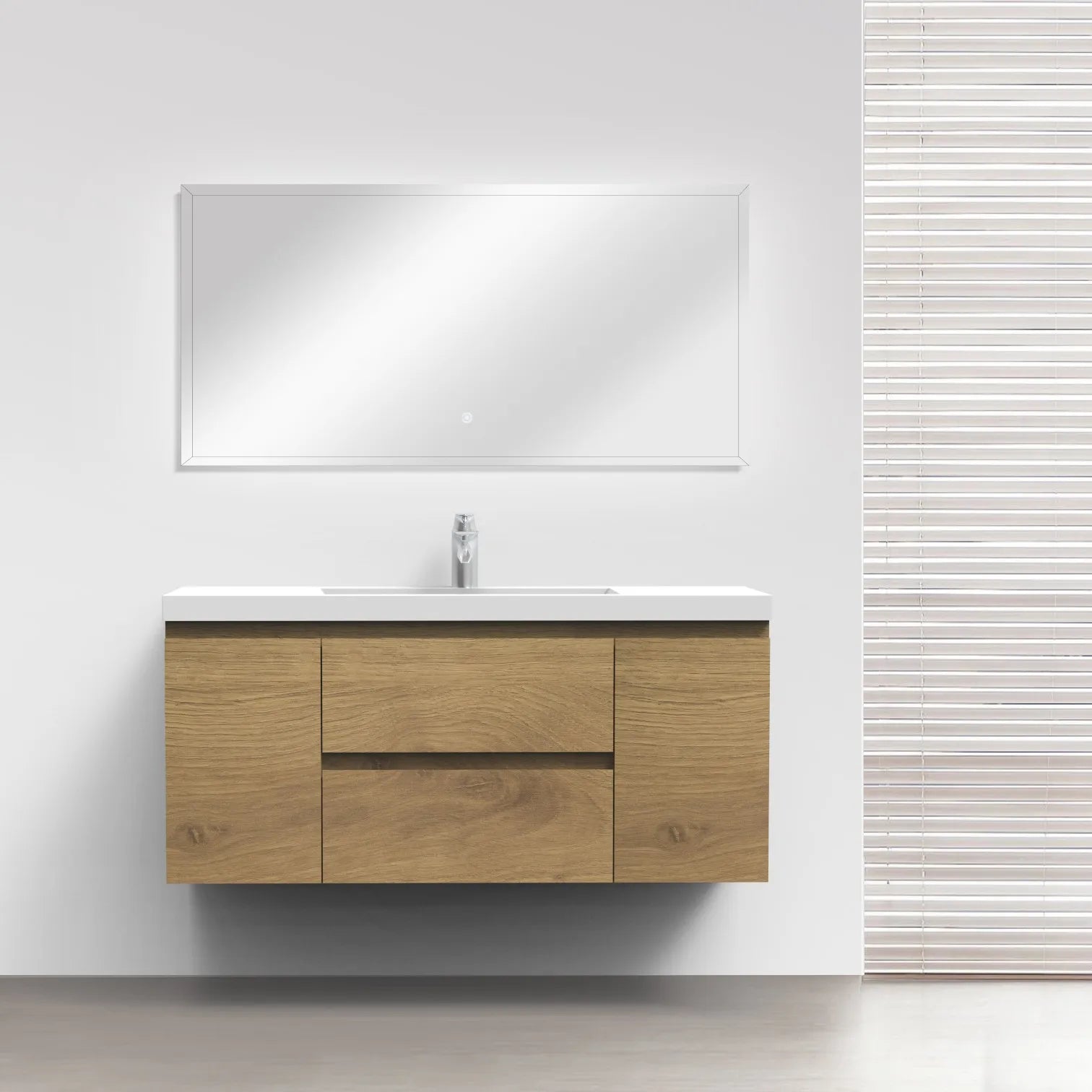 48" Natural Oak & White Bathroom Vanity
