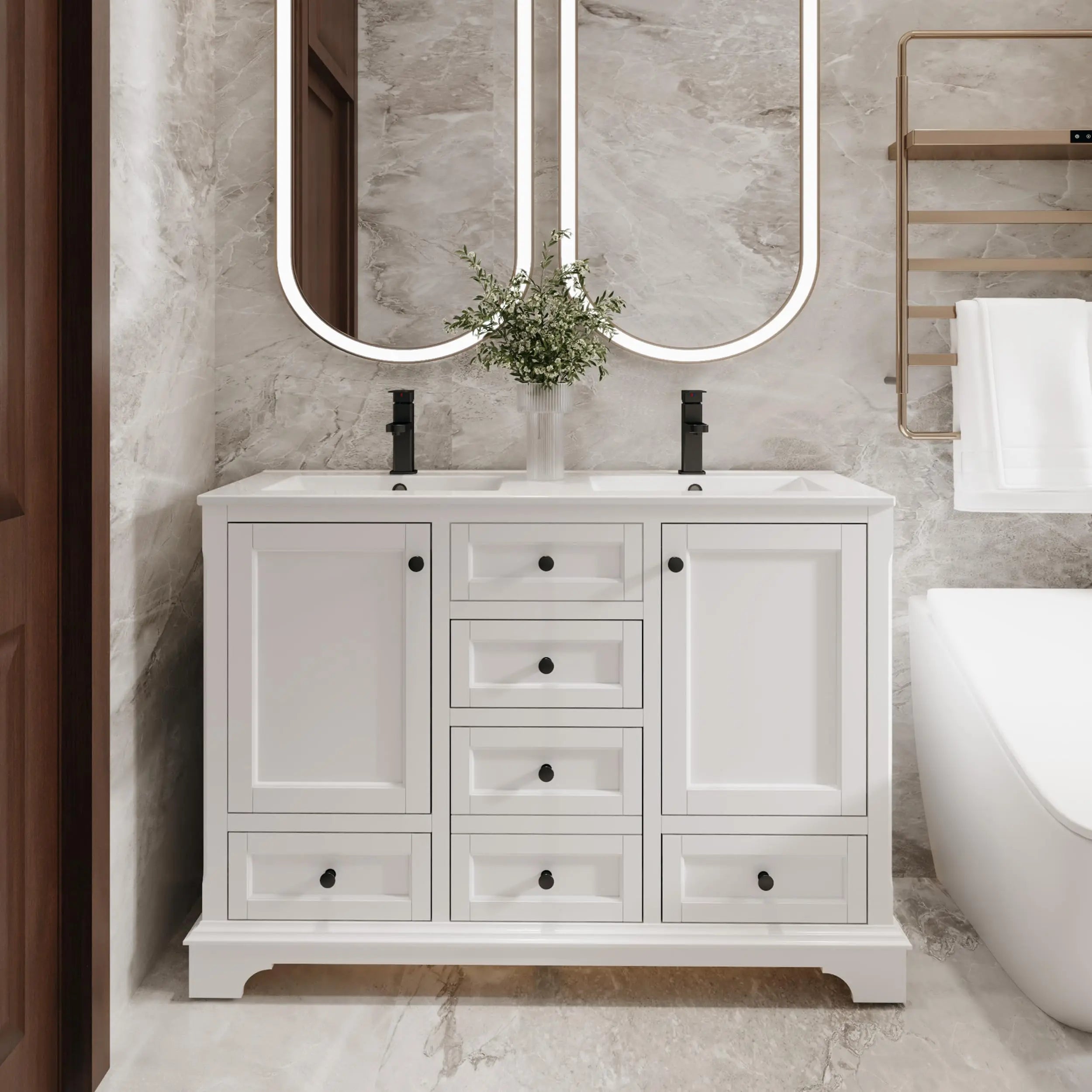 48" Raised Arch Feet Soft-Close Bathroom Vanity