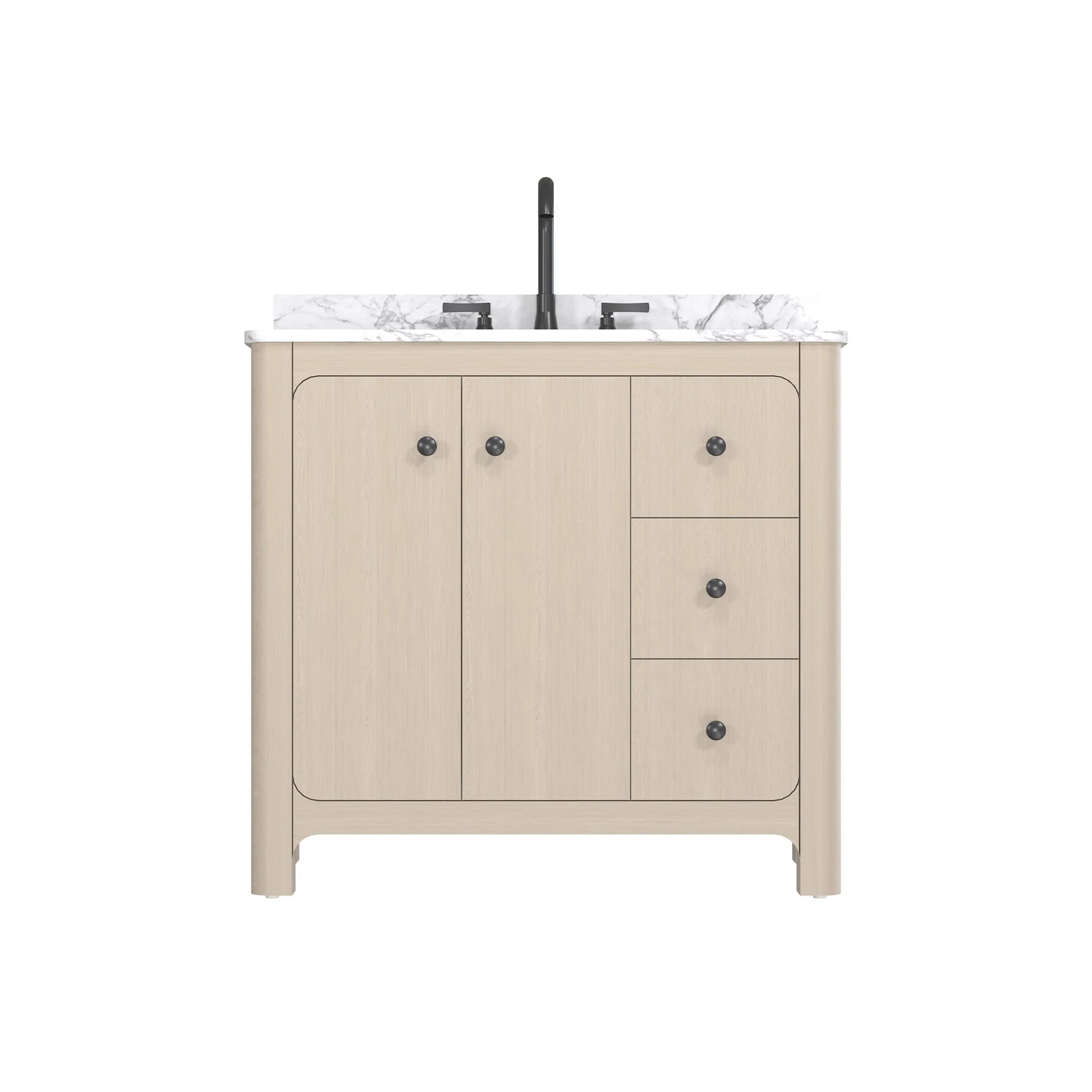Freestanding Curved Single Bathroom Vanity