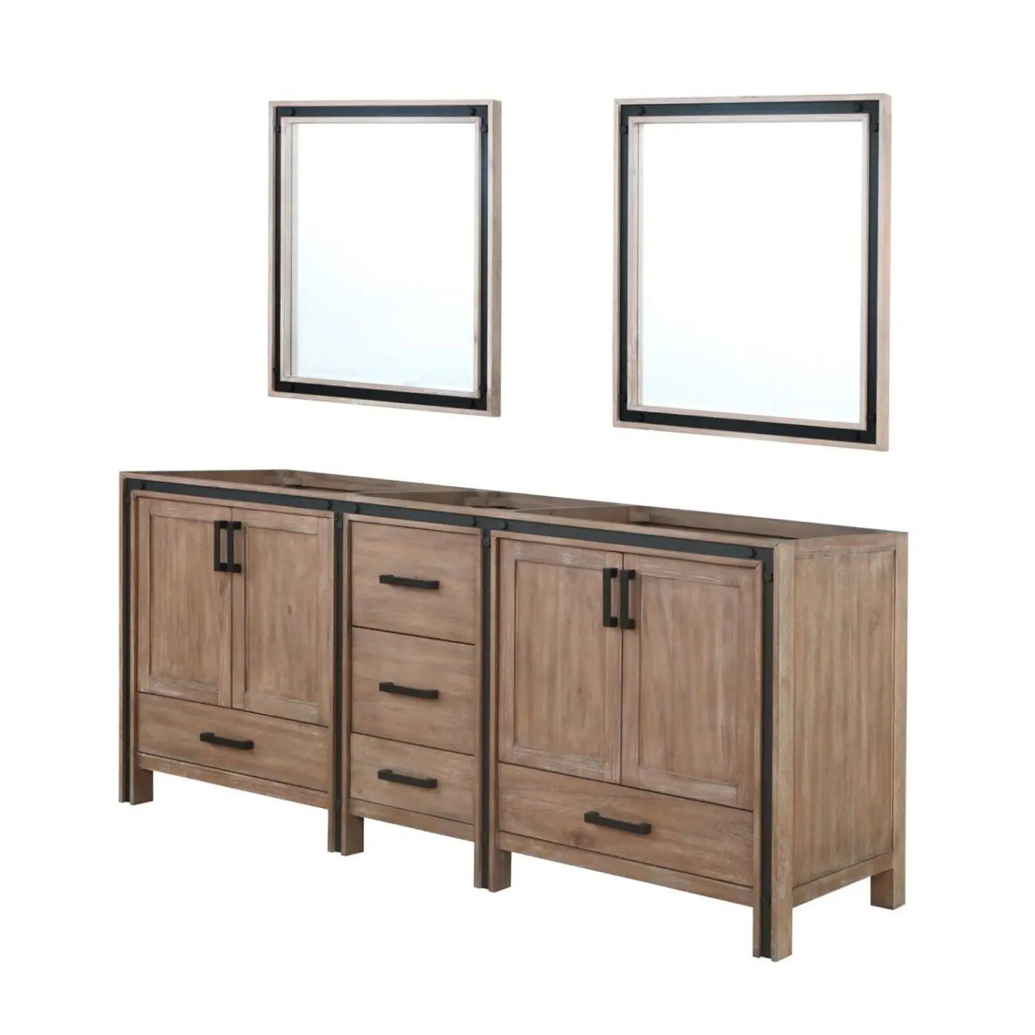 80" Rustic Double Bathroom Vanity with Mirrors