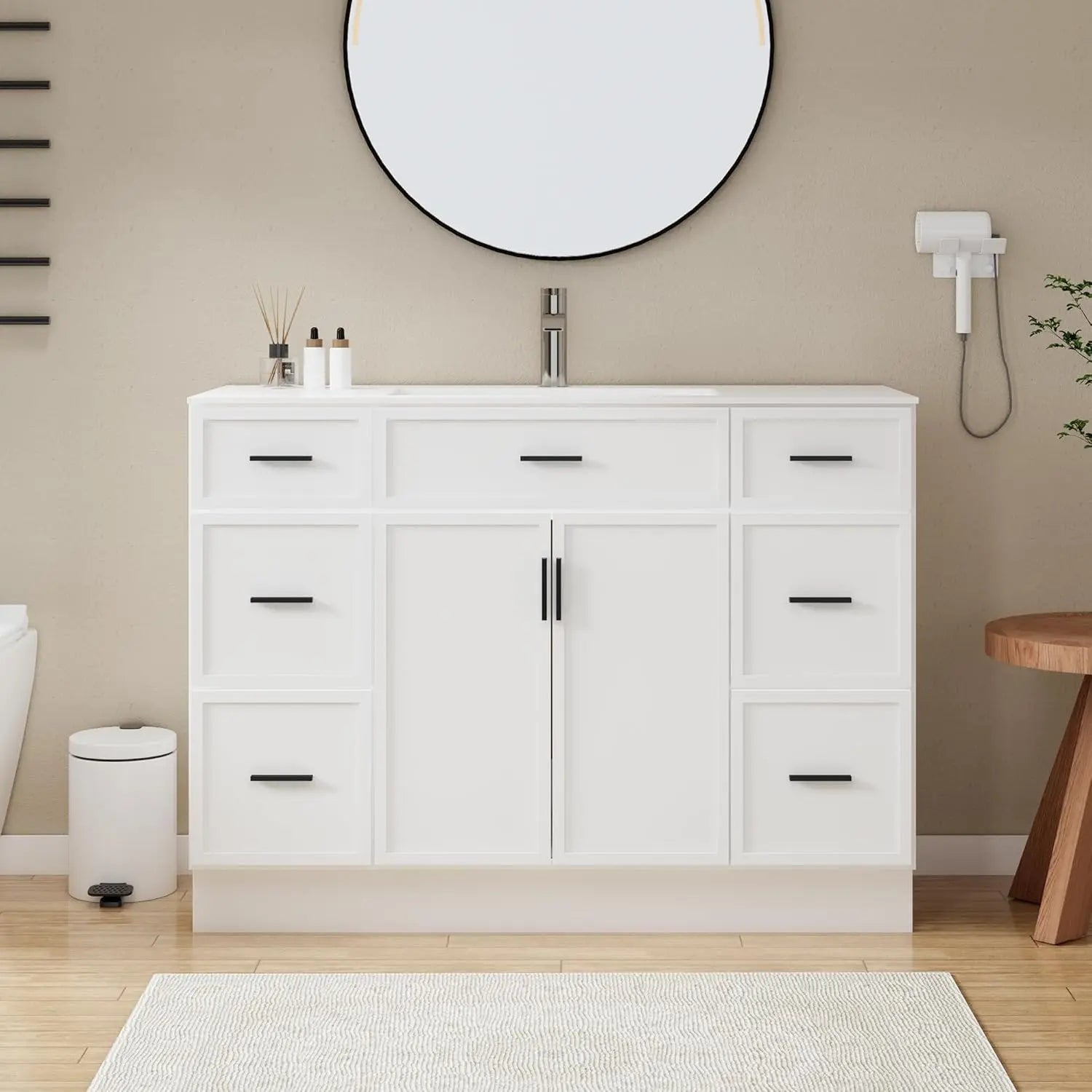 48" Farmhouse Bathroom Vanity with Sink and 6 Drawers