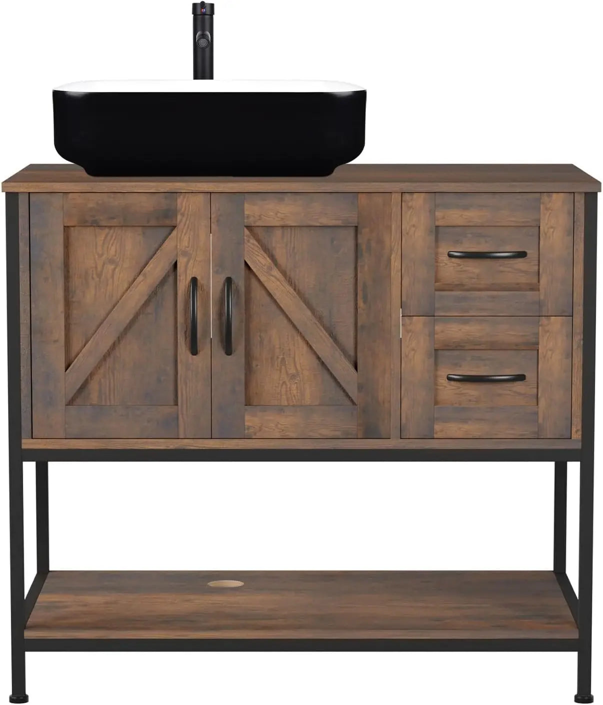 36" Rustic Farmhouse Bathroom Vanity with Ceramic Vessel Sink