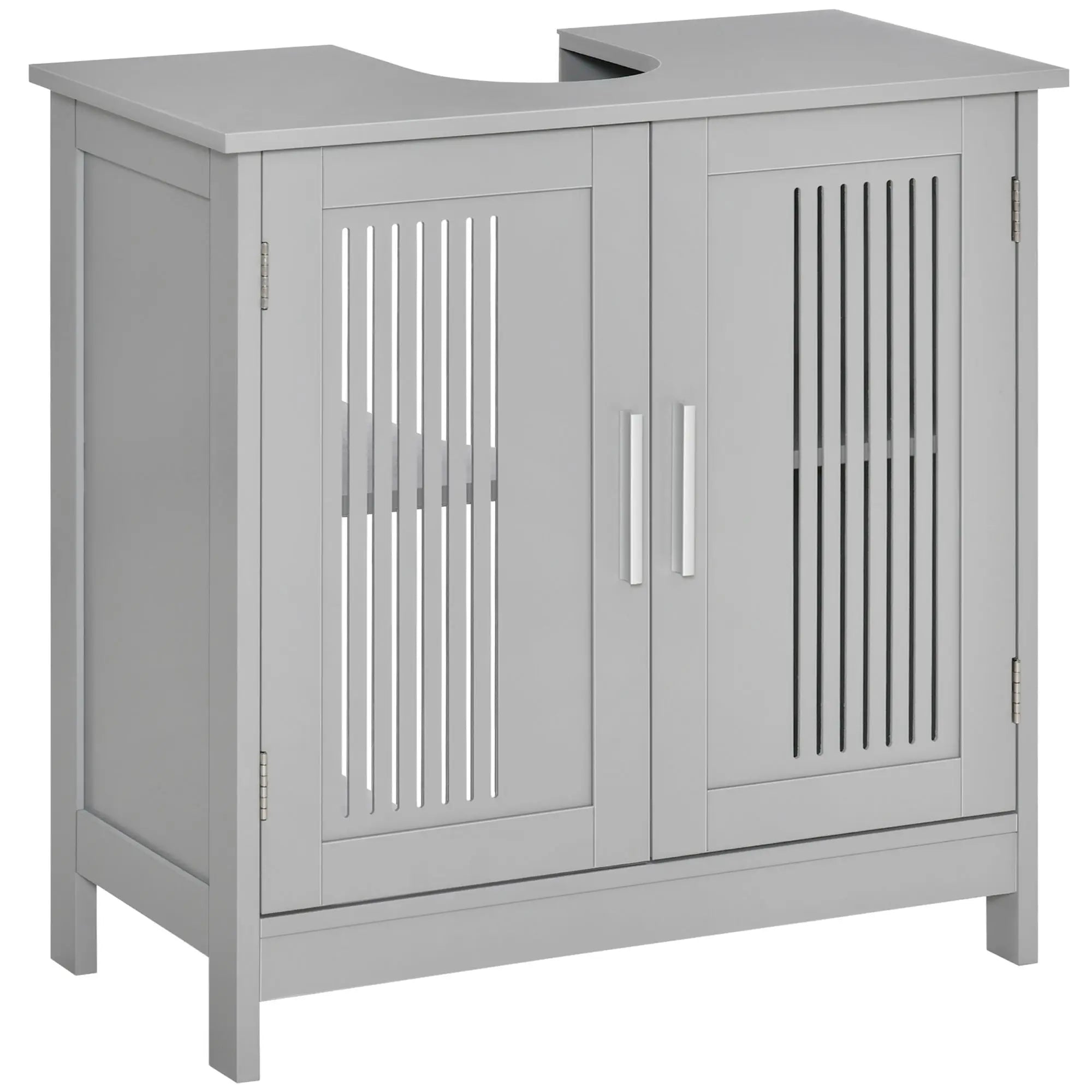 Grey Pedestal Sink Cabinet with 2 Doors & Adjustable Shelf
