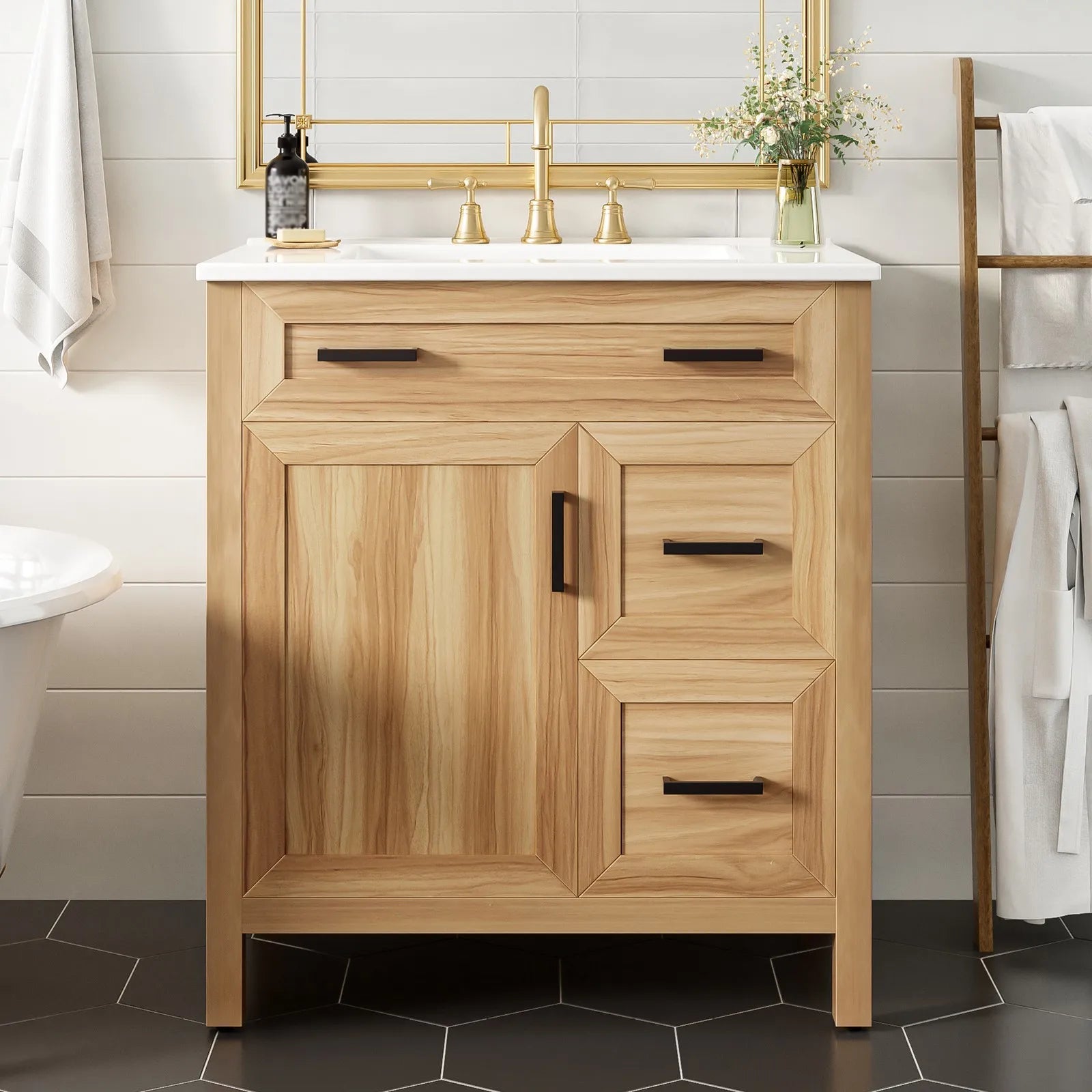 30" Freestanding Bathroom Vanity with Ceramic Sink