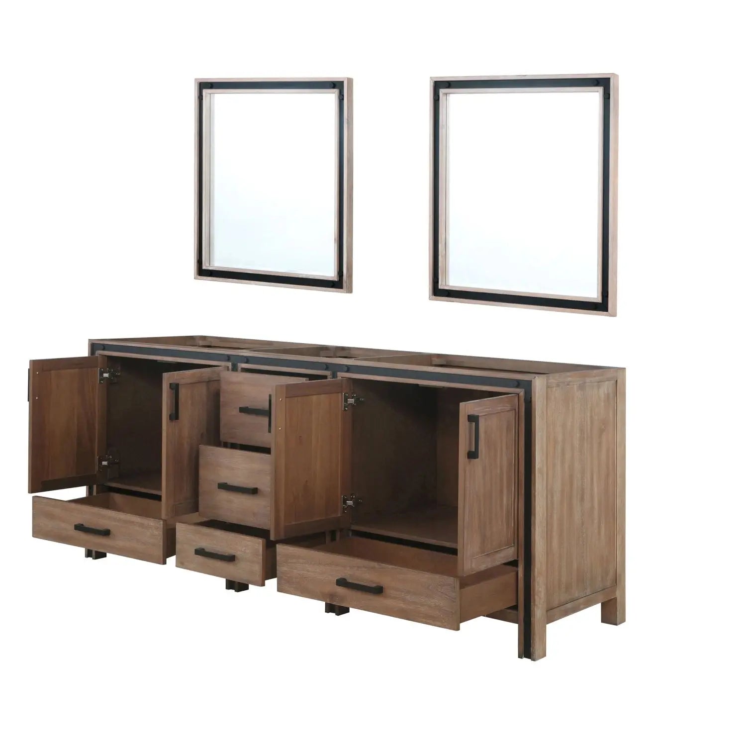 80" Rustic Double Bathroom Vanity with Mirrors