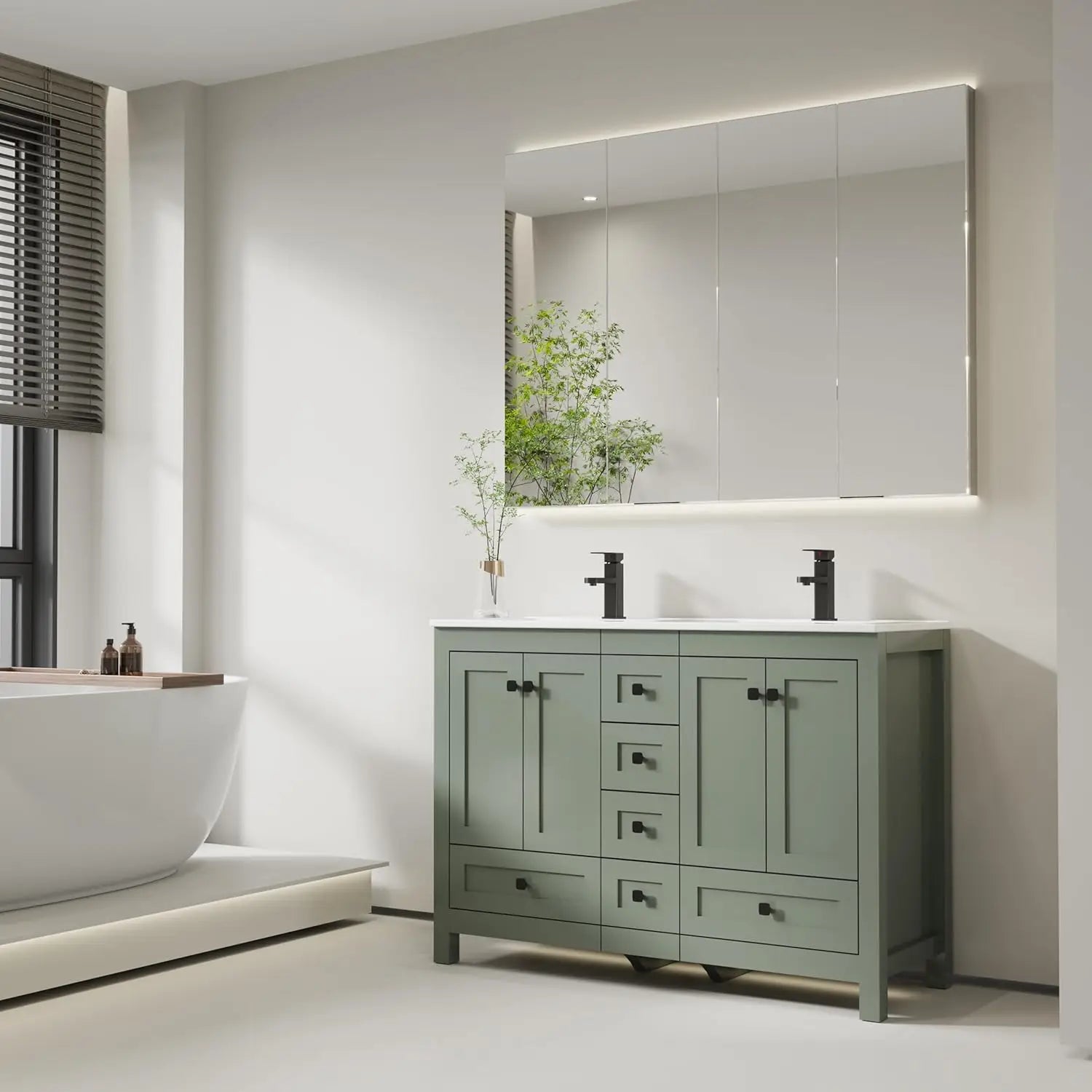 36" Black Bathroom Vanity with Undermount Sink and Matte Black Faucet