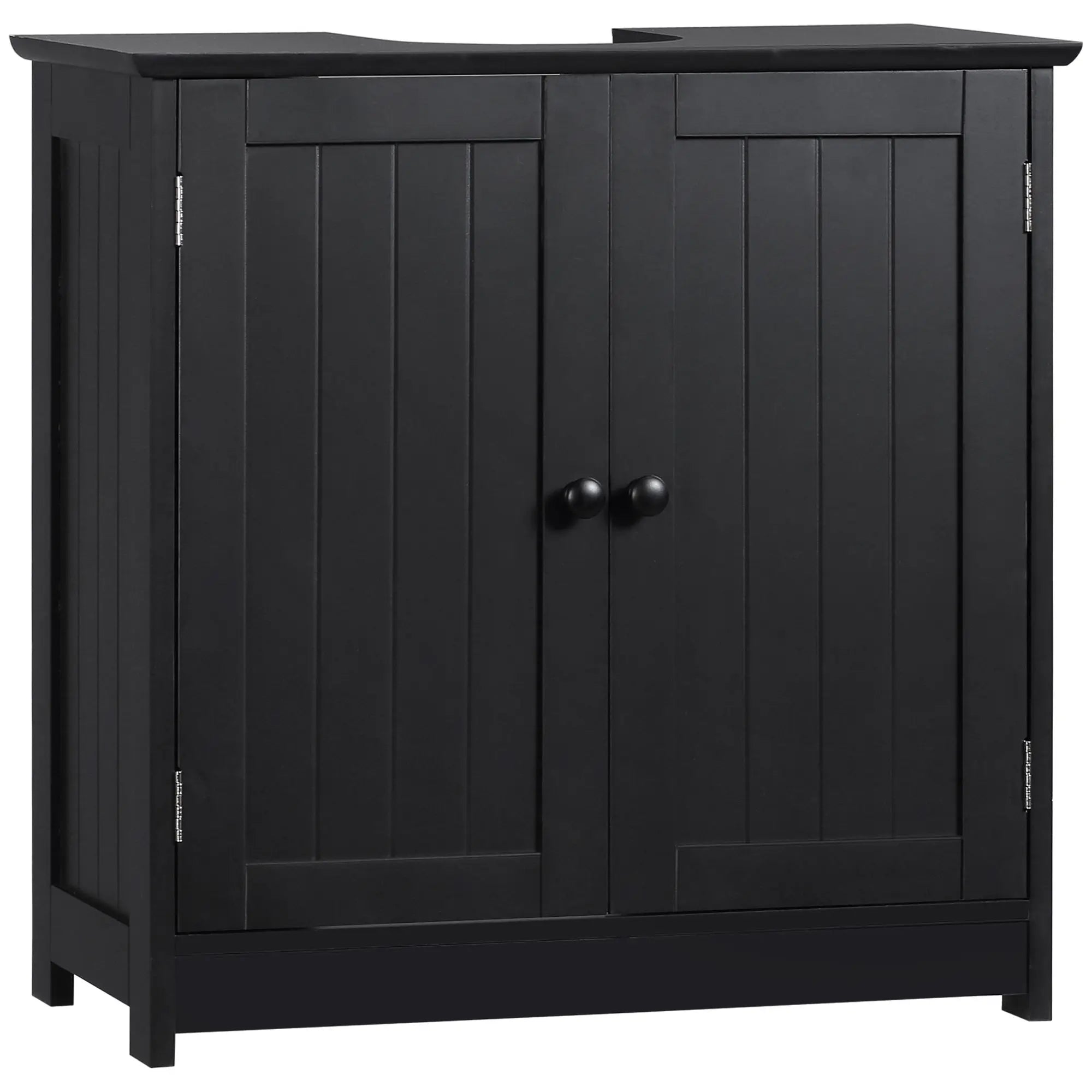Black Pedestal Sink Cabinet with 2 Doors & Adjustable Shelf