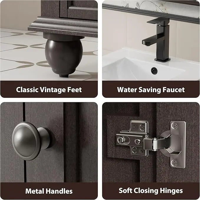 Floor-Mounted Bathroom Vanity with Ceramic Basin